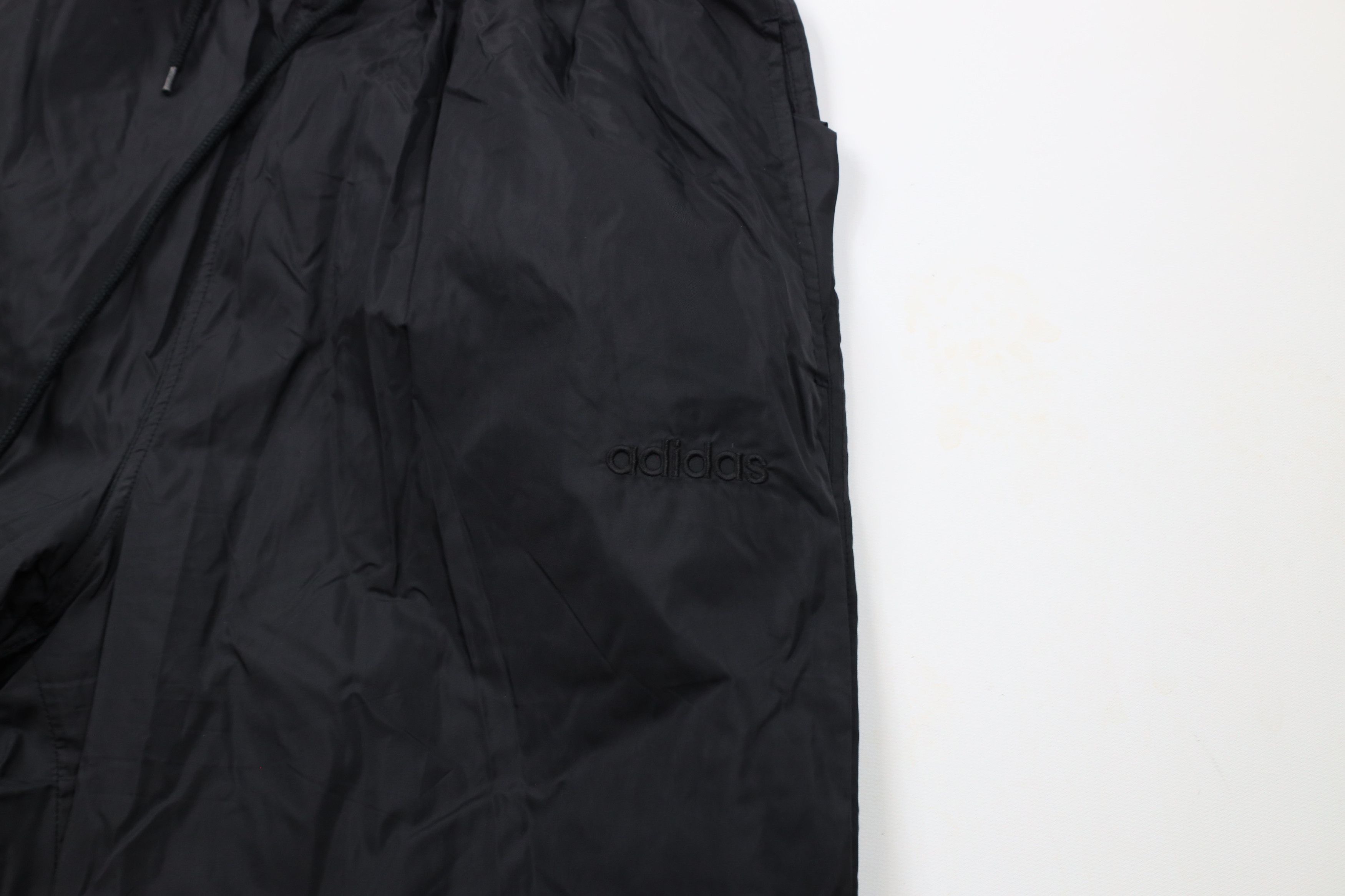 Adidas × Vintage Vintage 90s Adidas Spell Out Lined Nylon Joggers Pants Black Size US 34 / EU 50 - 6 Thumbnail