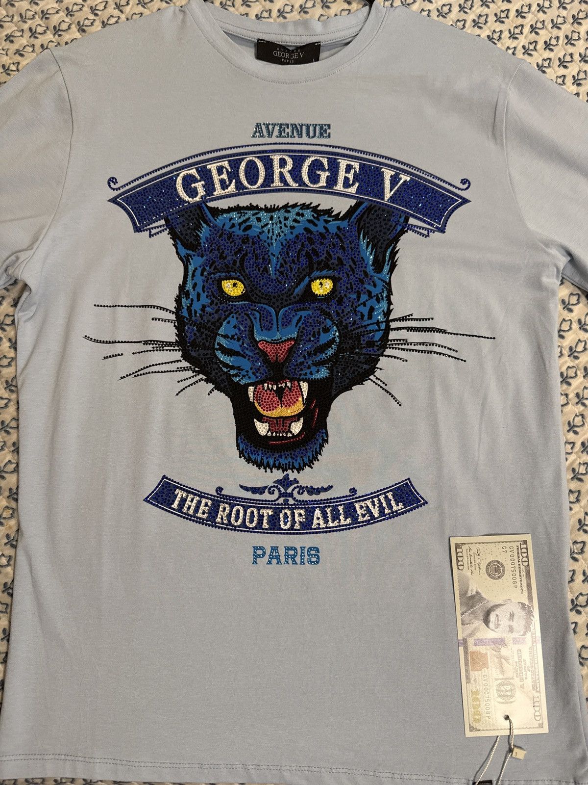 George V Paris Rhinestone Jaguar tee size LG