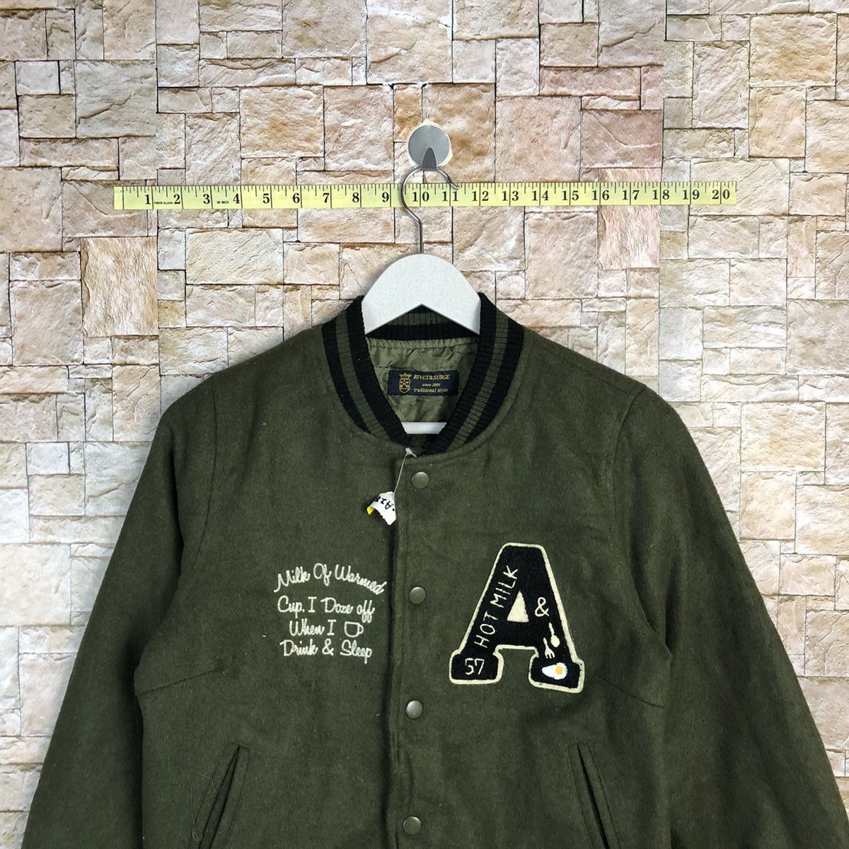 Japanese Brand Rivet & Surget Green Bombers varsity Jacket #A287 Size US S / EU 44-46 / 1 - 2 Thumbnail