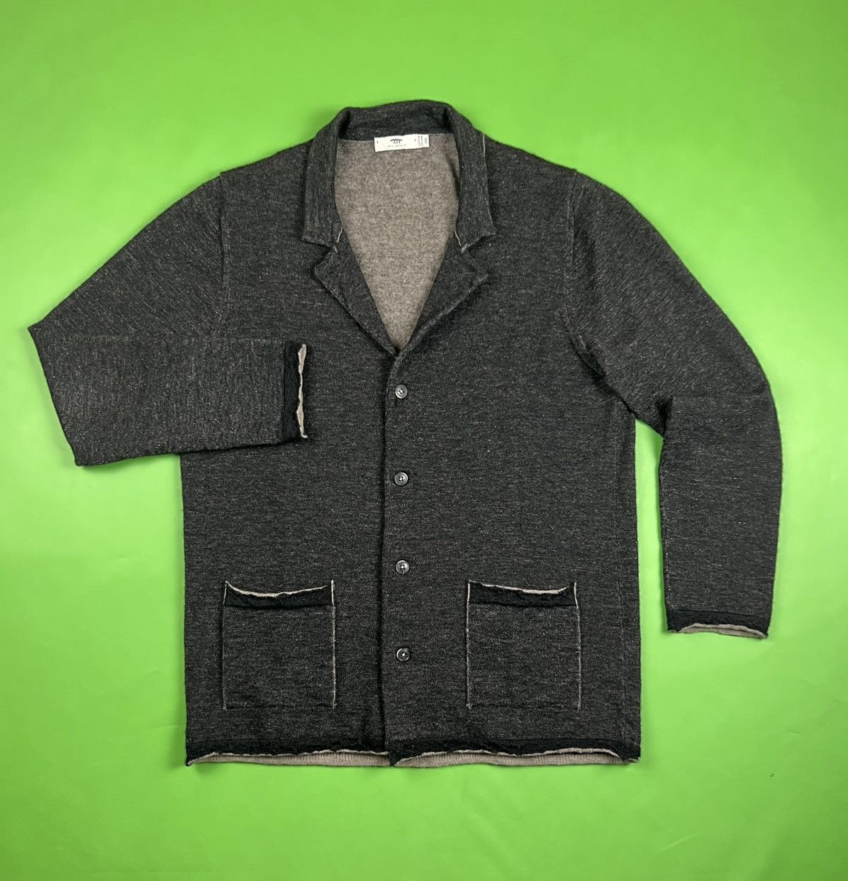 image of Inis Meain Wool Knit Sweater / Jacket Made In Ireland in Dark Grey, Men's (Size XL)