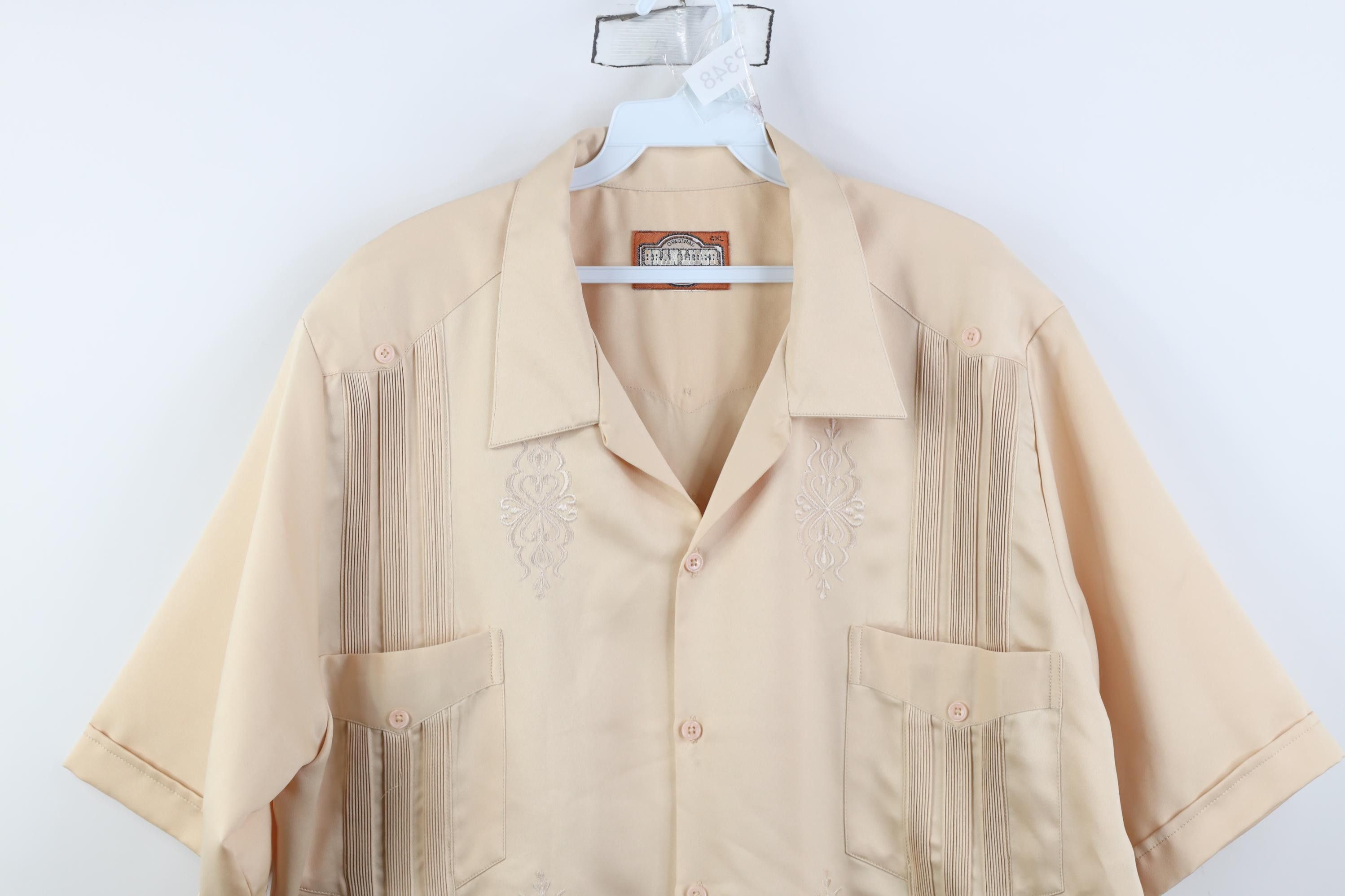 Vintage Vintage 90s Rockabilly Western Wedding Button Shirt Beige Size US XXL / EU 58 / 5 - 2 Thumbnail