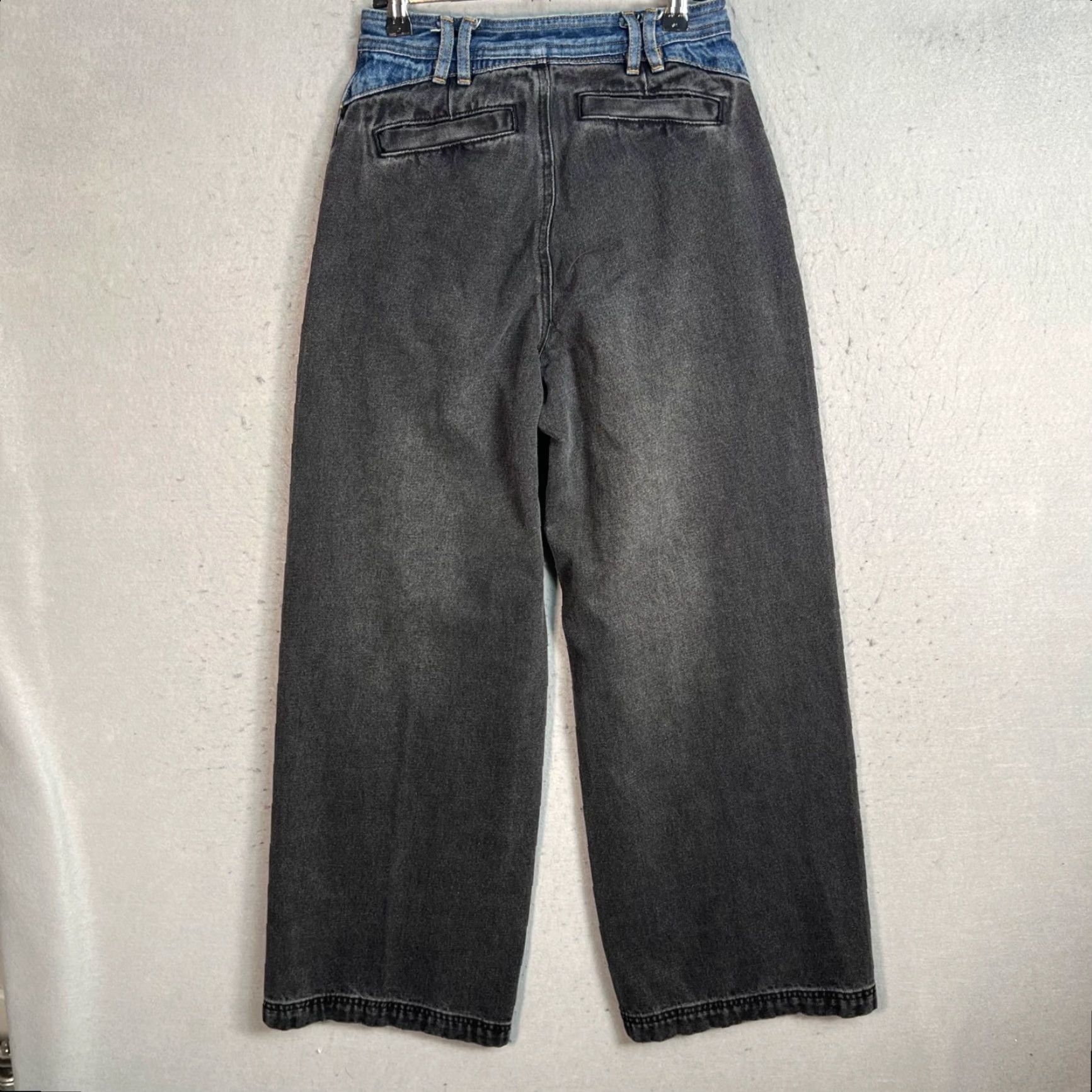 Denime PRPR Womens Jeans Black Blue Two-Tone High-Waist Denim With Stud Detail Size Small Adult Womens Wide-Leg Inseam 30 in 25 in Vintage No Size 42" / US 20 - 2 Thumbnail
