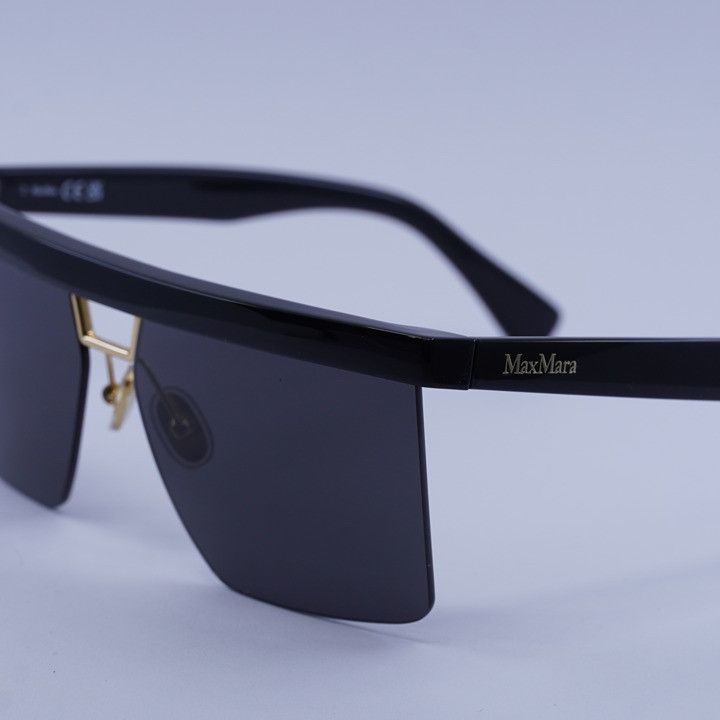 Max Mara Max Mara MM0072 01A Sunglasses Shiny Black Square Frame Size ONE SIZE - 9 Thumbnail