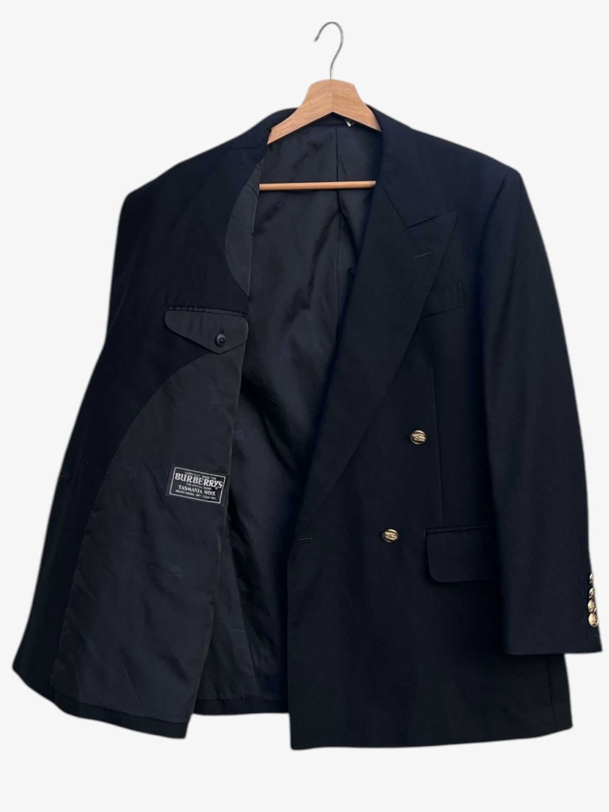 Burberry Burberrys Navy Double Breasted Tasmania Wool Golden Buttons Size US S / EU 44-46 / 1 - 4 Thumbnail