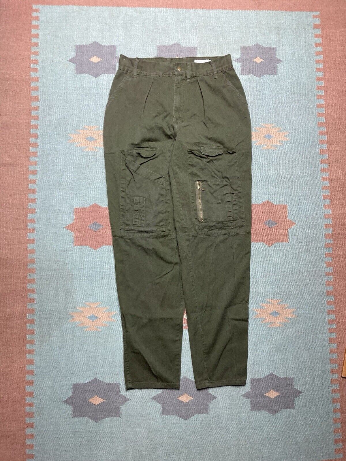 Vintage y2k cargo pants baggy tapered rave pockets military 30x33 Size US 30 / EU 46 - 1 Thumbnail