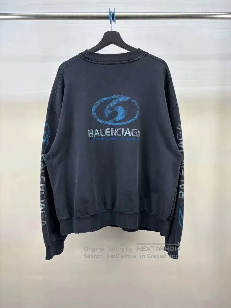 Balenciaga Balenciaga Waves distressed letter logo sweater size M Size US M / EU 48-50 / 2 - 2 Thumbnail