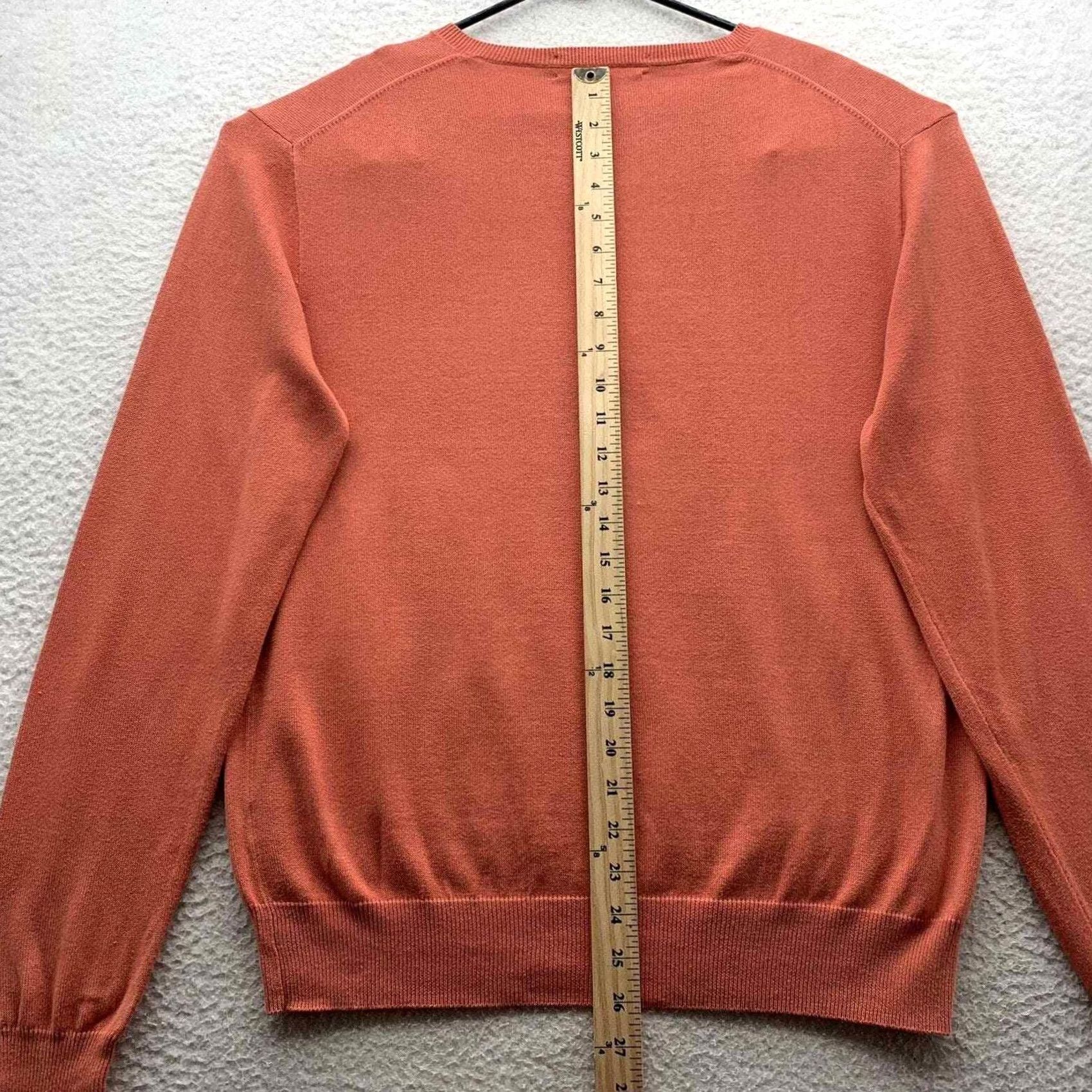 J.Crew J Crew Sweater Mens Medium M Orange Coral V-Neck Knit Pullover Thin Preppy Tapered Size US M / EU 48-50 / 2 - 5 Thumbnail