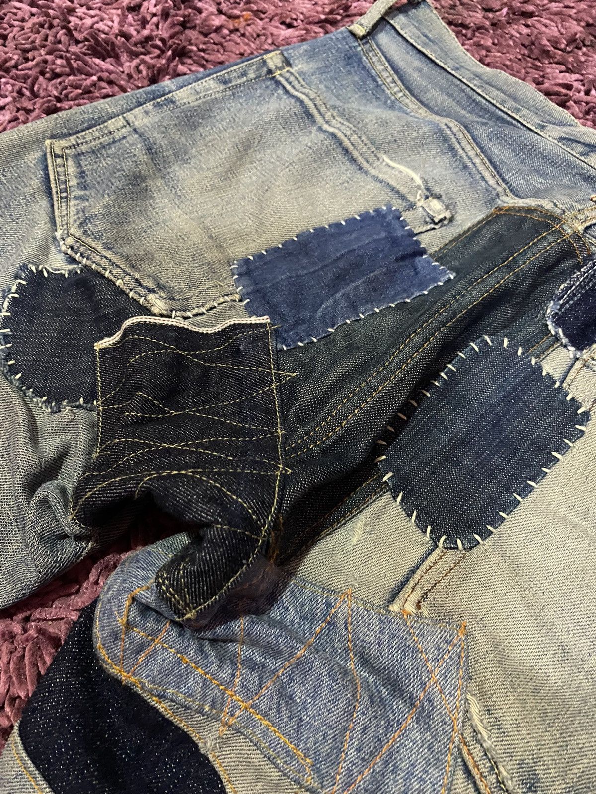 Vintage VTG Kapital Inspired Sashiko Boro Patchwork Jeans Selvedge Size US 33 - 14 Thumbnail