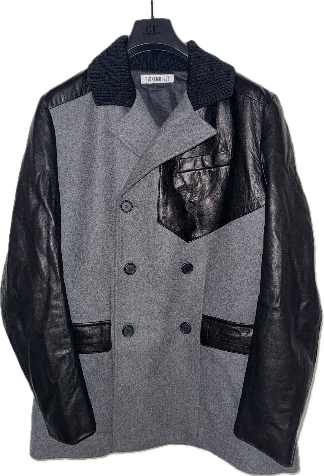 Dirk Bikkembergs WOOL COAT WITH LEATHER SLEEVES Size US M / EU 48-50 / 2 - 3 Thumbnail
