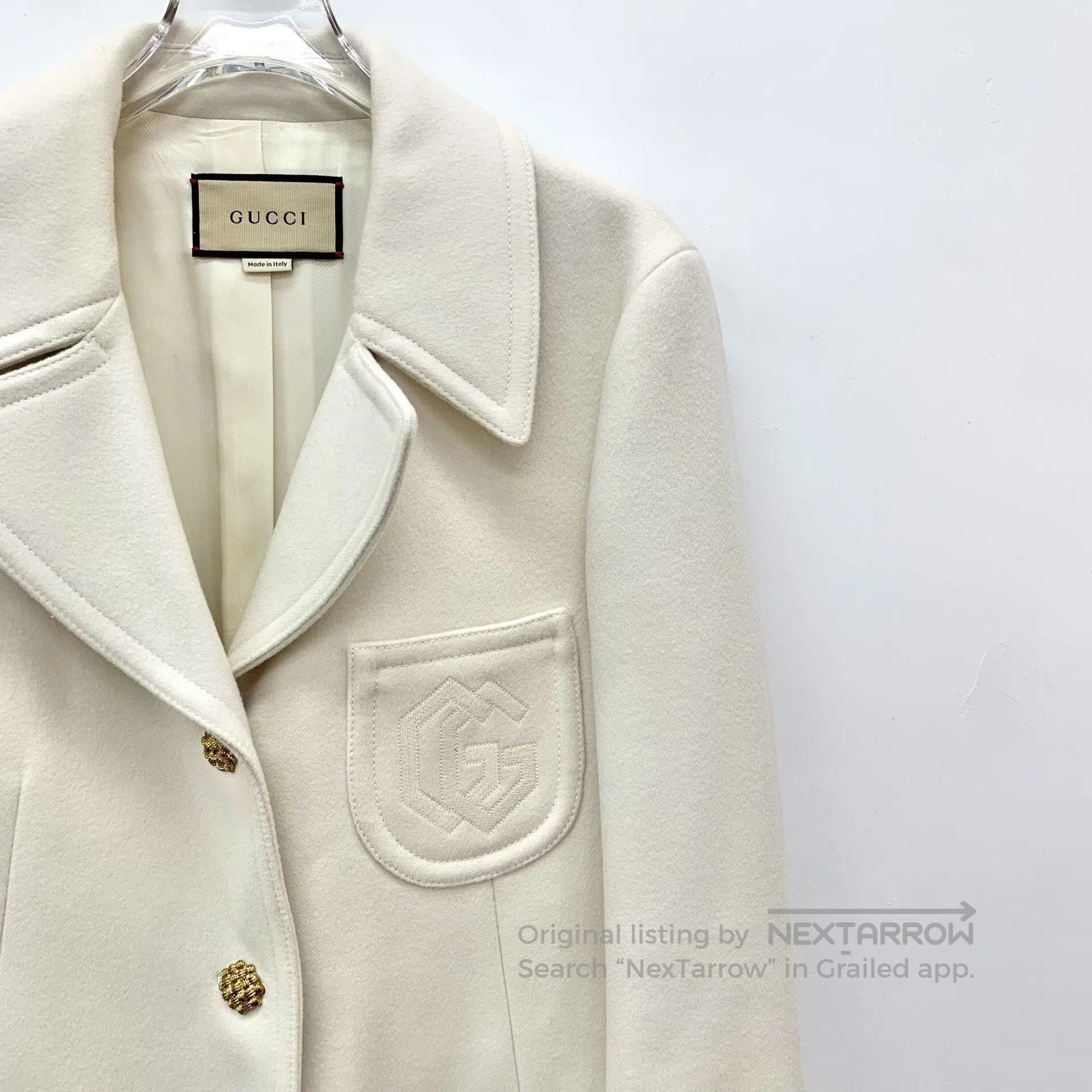 Gucci Gucci White Wool Double G Embroidery Coat. Size US L / EU 52-54 / 3 - 3 Thumbnail