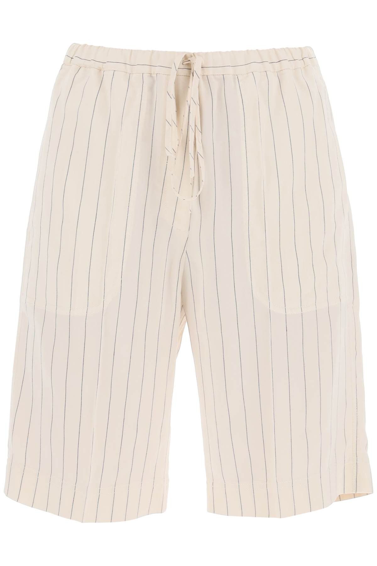 image of Toteme Striped Viscose And Lyocell in Ecru Black, Women's (Size 26)