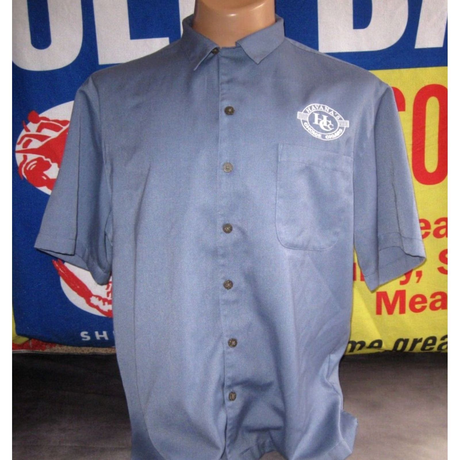 Port Authority VINTAGE HAVANA'S CHOICE Cigars Port Authority Button-Down Shirt Mens XL Blue Size US XL / EU 56 / 4 - 2 Thumbnail