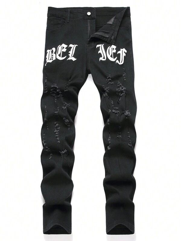 Jean × Streetwear × Vintage Skinny ripped DRILL TRAP DRIP jeans | Grailed