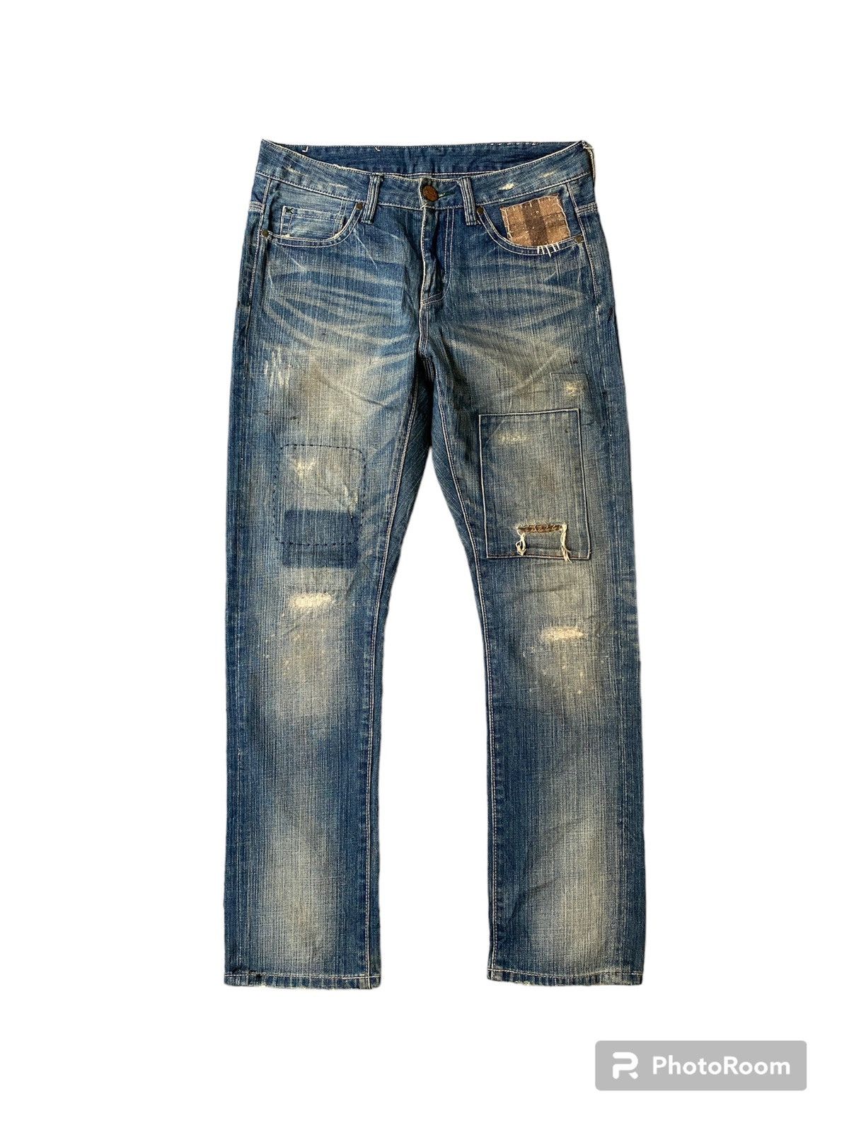 Japanese Brand Lime Inc Japan Usn Marine Patchwork Distressed Design Denim Size US 30 / EU 46 - 1 Thumbnail