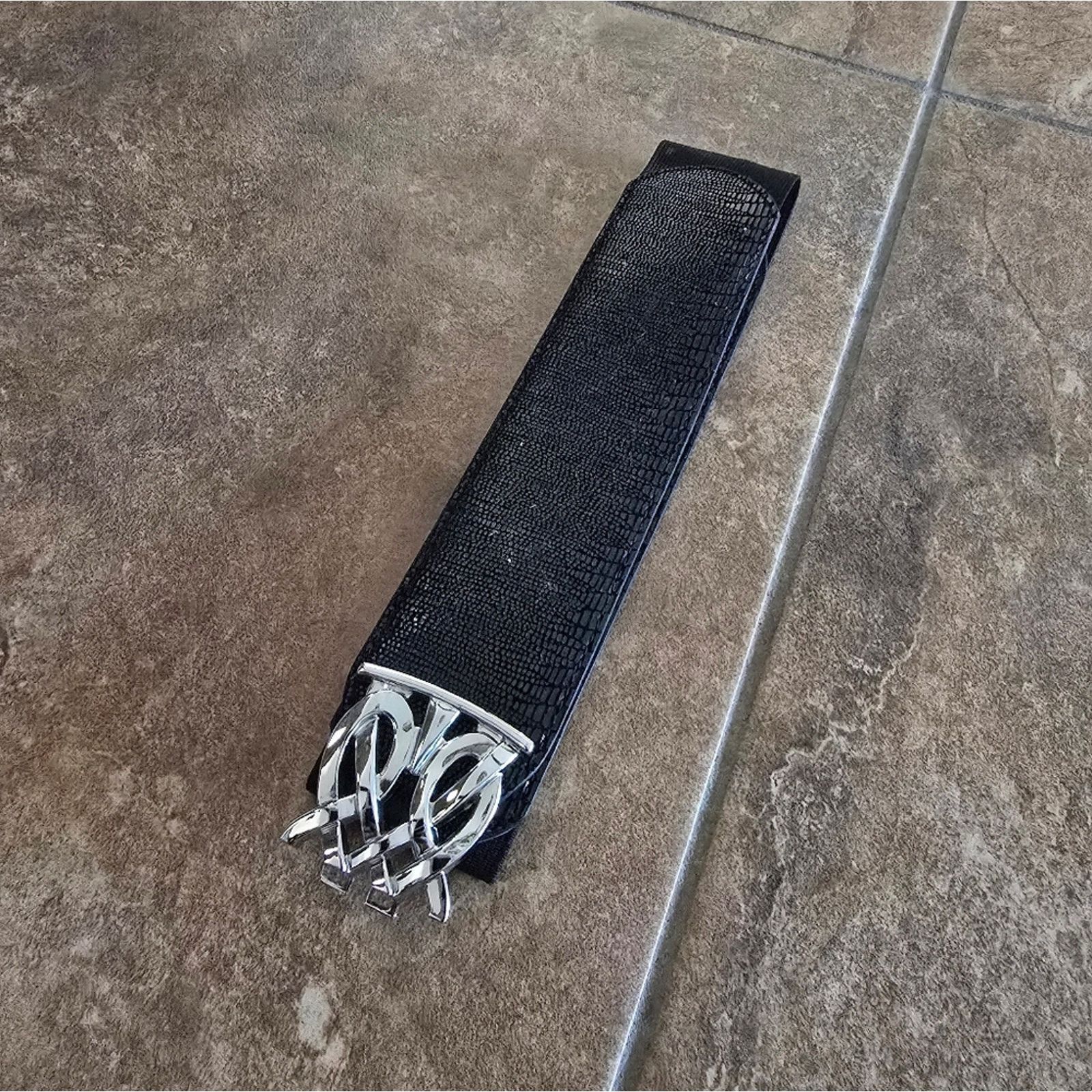 White House Black Market Black Silver Detailed | WHBM | 30 Belt Size ONE SIZE - 2 Thumbnail