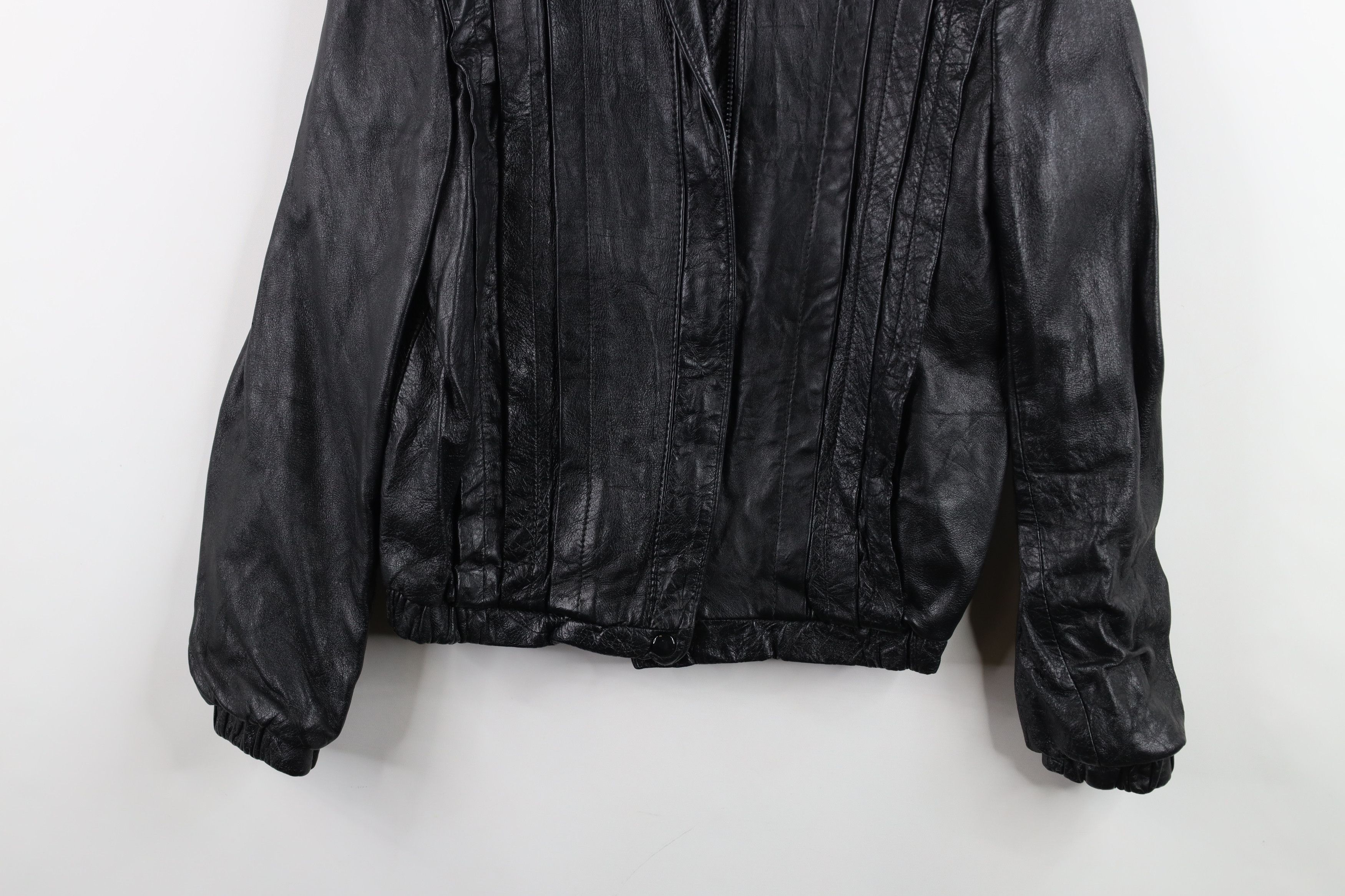 Vintage Vintage 80s 90s Streetwear Leather Cafe Bomber Jacket Black Size M / US 6-8 / IT 42-44 - 3 Thumbnail