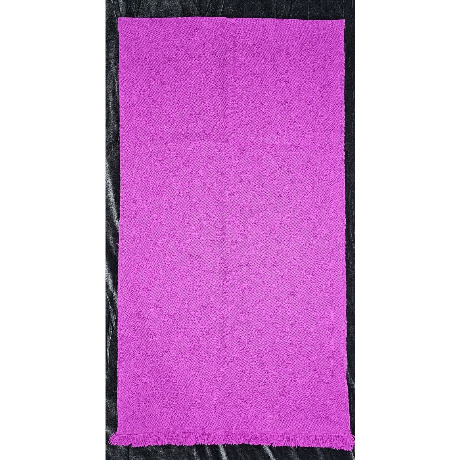 Gucci Gucci Muffler Stole Wool GG Pattern Fringe Purple Size ONE SIZE - 4 Thumbnail