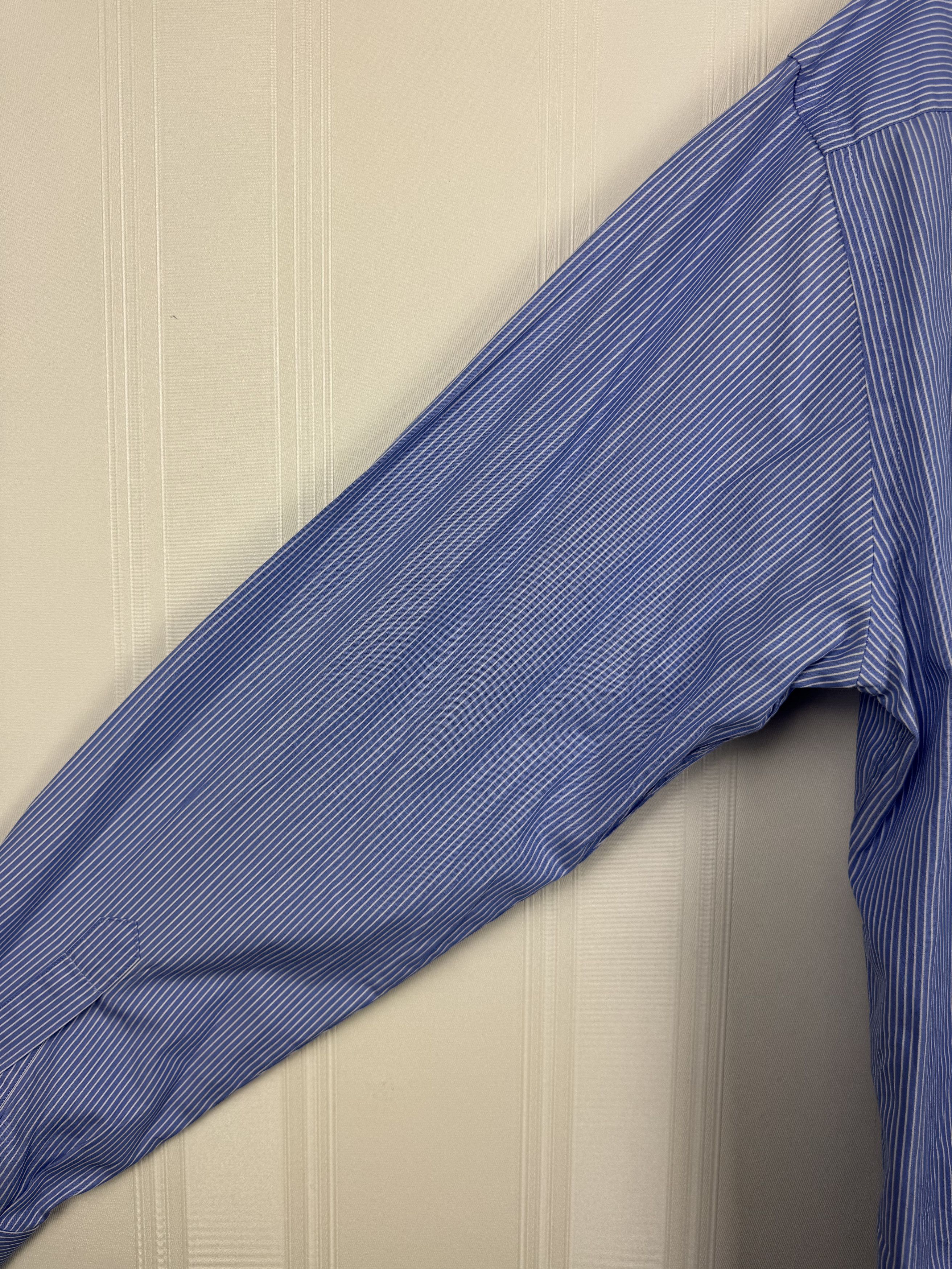 Boggi Boggi Milano Blue Striped Shirt Size 42 100% Cotton Size US XS / EU 42 / 0 - 16 Thumbnail