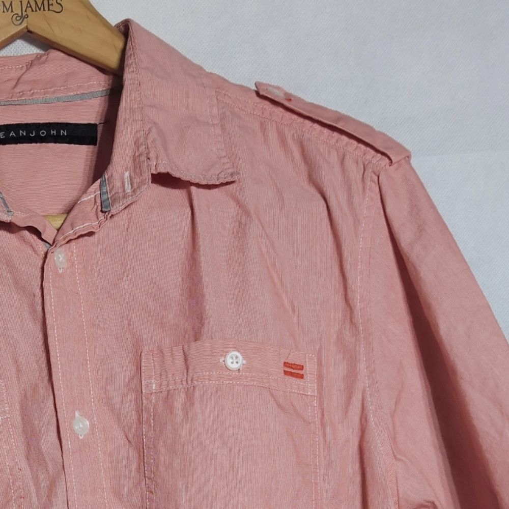 Sean John Men's Light Red Casual Shirt With Epaulettes By Sean John S Size US L / EU 52-54 / 3 - 6 Thumbnail