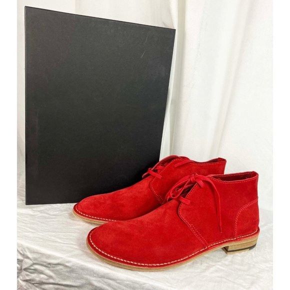 image of Eu 45 Us 12 Nib Dsquared2 Mens Red Nubuck Chukka Lace Up Sho Shoes