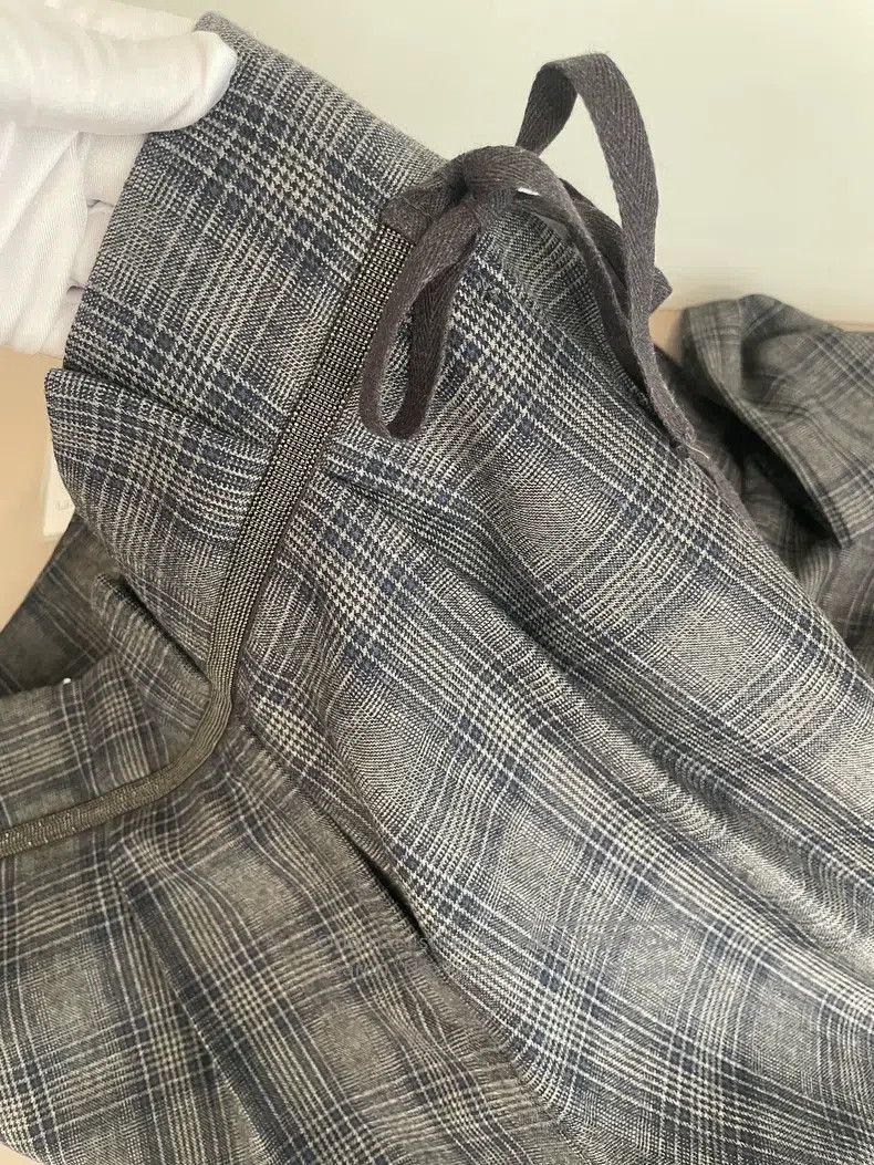 Brunello Cucinelli Brunello Cucinelli Grey Check New Wool Trousers Size 26" / US 2 / IT 38 - 4 Thumbnail