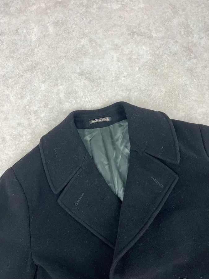 Giorgio Armani 1990s Giorgio Armani Black Buttoned Wool & Silk Trench Coat Size US M / EU 48-50 / 2 - 4 Thumbnail