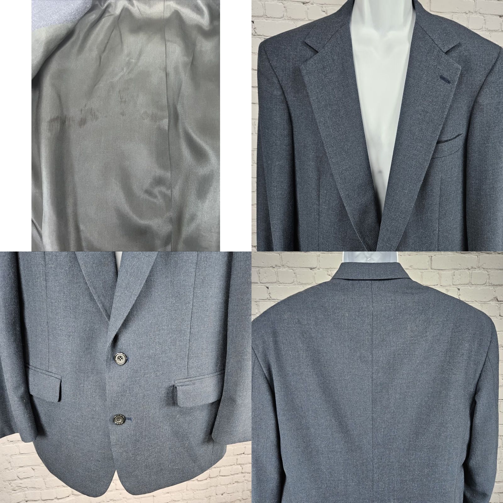 Brooks VINTAGE Christian Brooks Blazer Sport Coat Blue 2 Button Notch Single-Vented 42 XL Mens Size 42R - 8 Thumbnail
