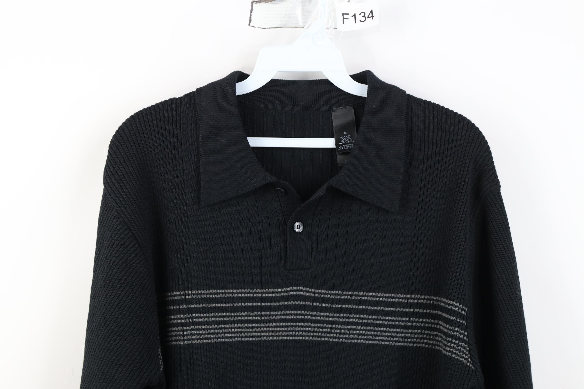 Vintage Vintage 90s Y2K Rockabilly Ribbed Knit Collared Polo Shirt Size US M / EU 48-50 / 2 - 2 Thumbnail