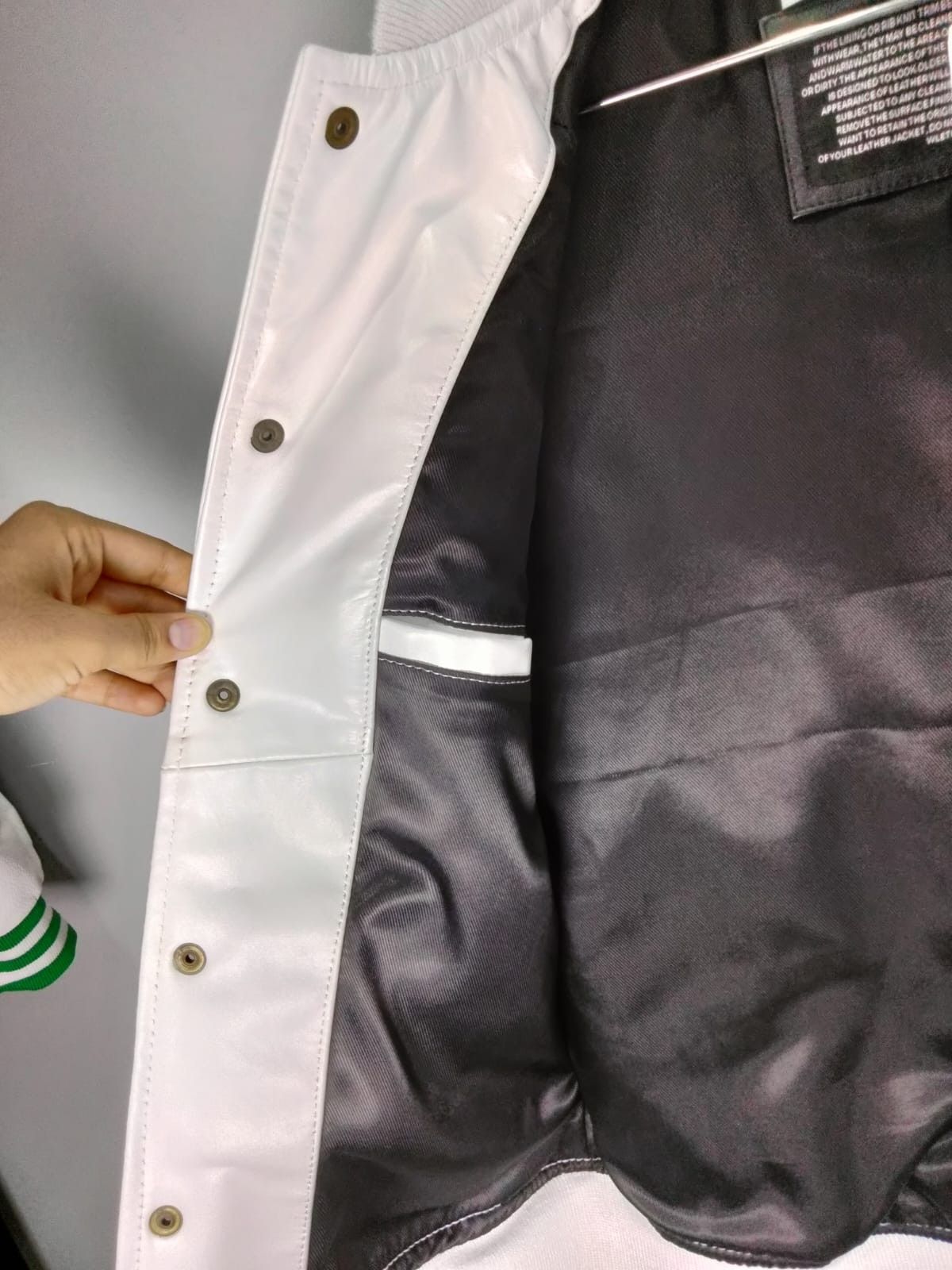 Vintage Wleti Premium White Sheep Leather Varsity Jacket — Medium Size US M / EU 48-50 / 2 - 6 Thumbnail