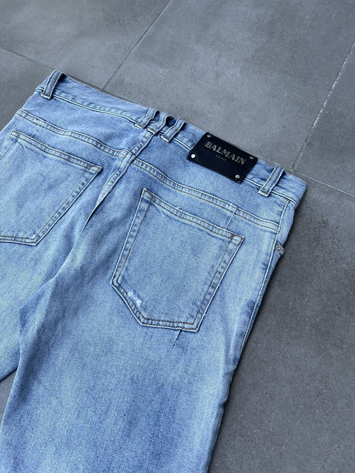 Balmain Balmain Distressed Indigo Biker Denim Pants Size US 31 - 19 Thumbnail