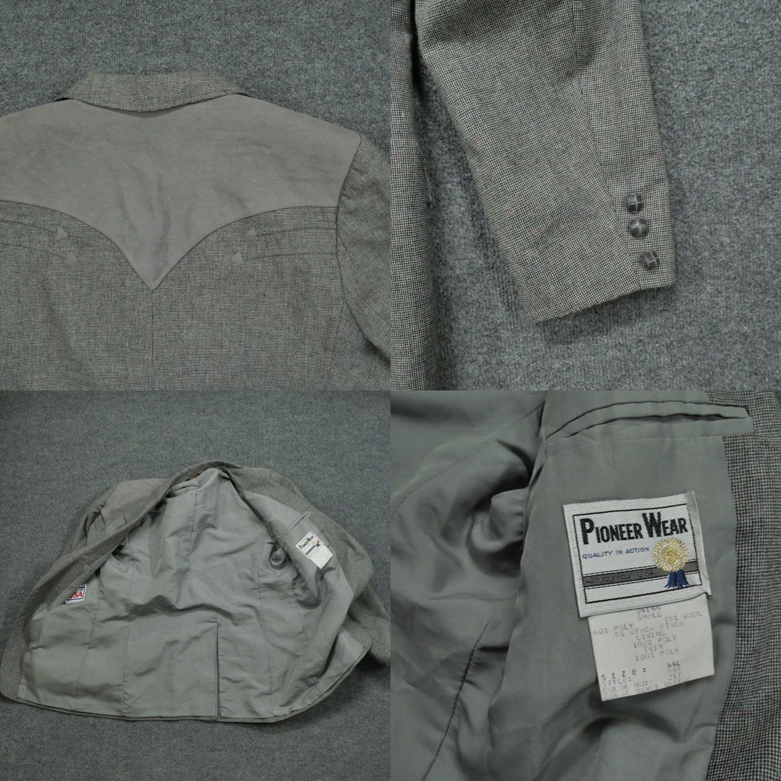 Vintage VINTAGE Pioneer Wear Jacket Blazer 44L 44 Long Grey Wool Blend Mens Size 44R - 8 Thumbnail