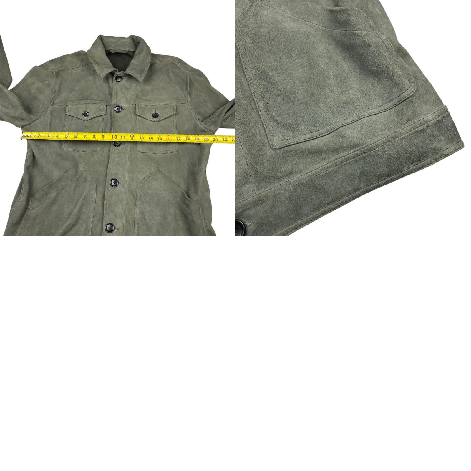 Mr P. Mr P. Men’s 100% Goat Suede Trucker Jacket Green Large Size US L / EU 52-54 / 3 - 8 Thumbnail
