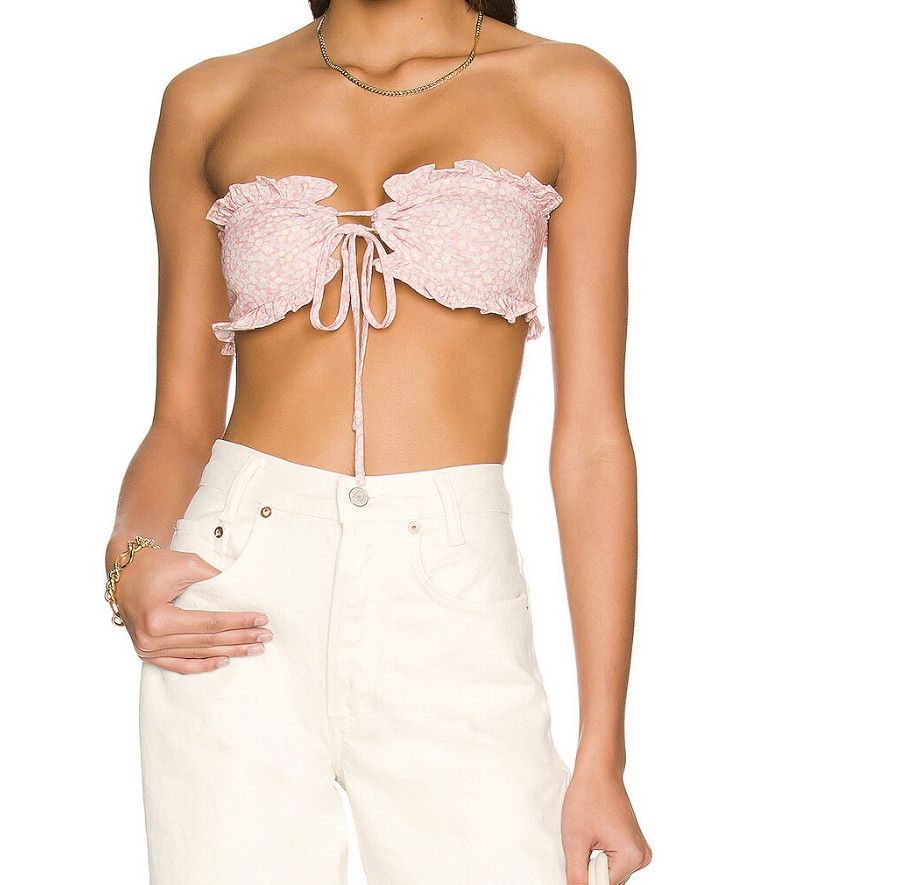 Free People Free People Picnic Ruffle Bandeau Top in Pink Combo ( M ) Size M / US 6-8 / IT 42-44 - 1 Thumbnail