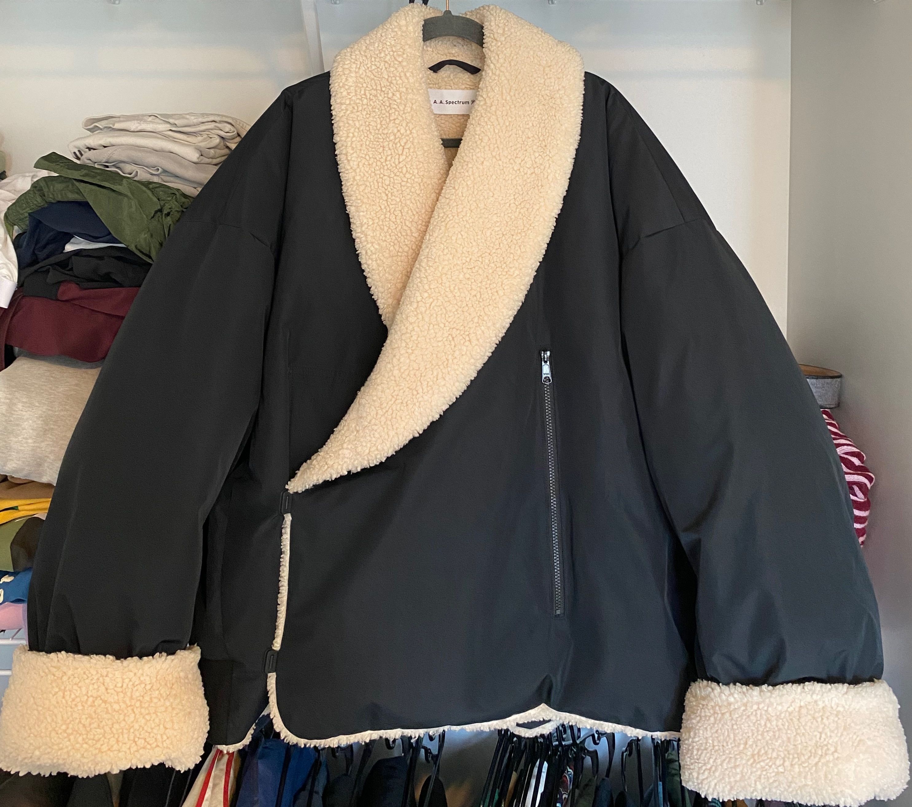 A. A. Spectrum SSENSE Exclusive Black Down Mongolian Fleece Jacket Size US L / EU 52-54 / 3 - 6 Thumbnail