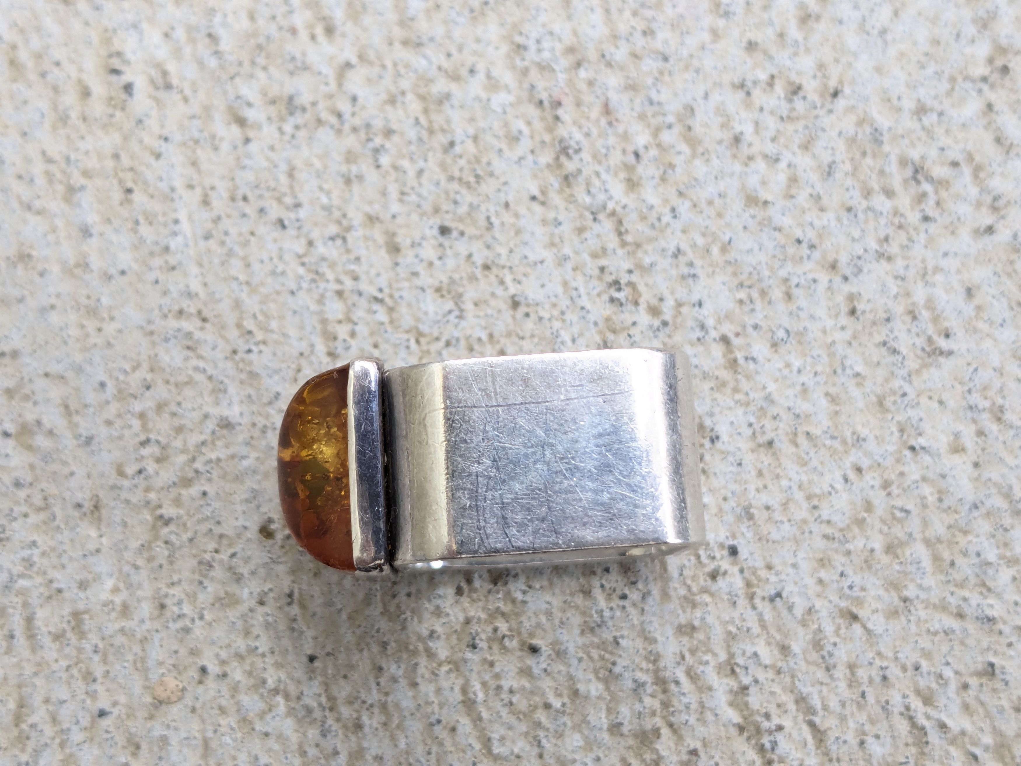 Vintage Vintage Sterling Silver Ring Size 9 Amber .925 Modern Size ONE SIZE - 9 Thumbnail