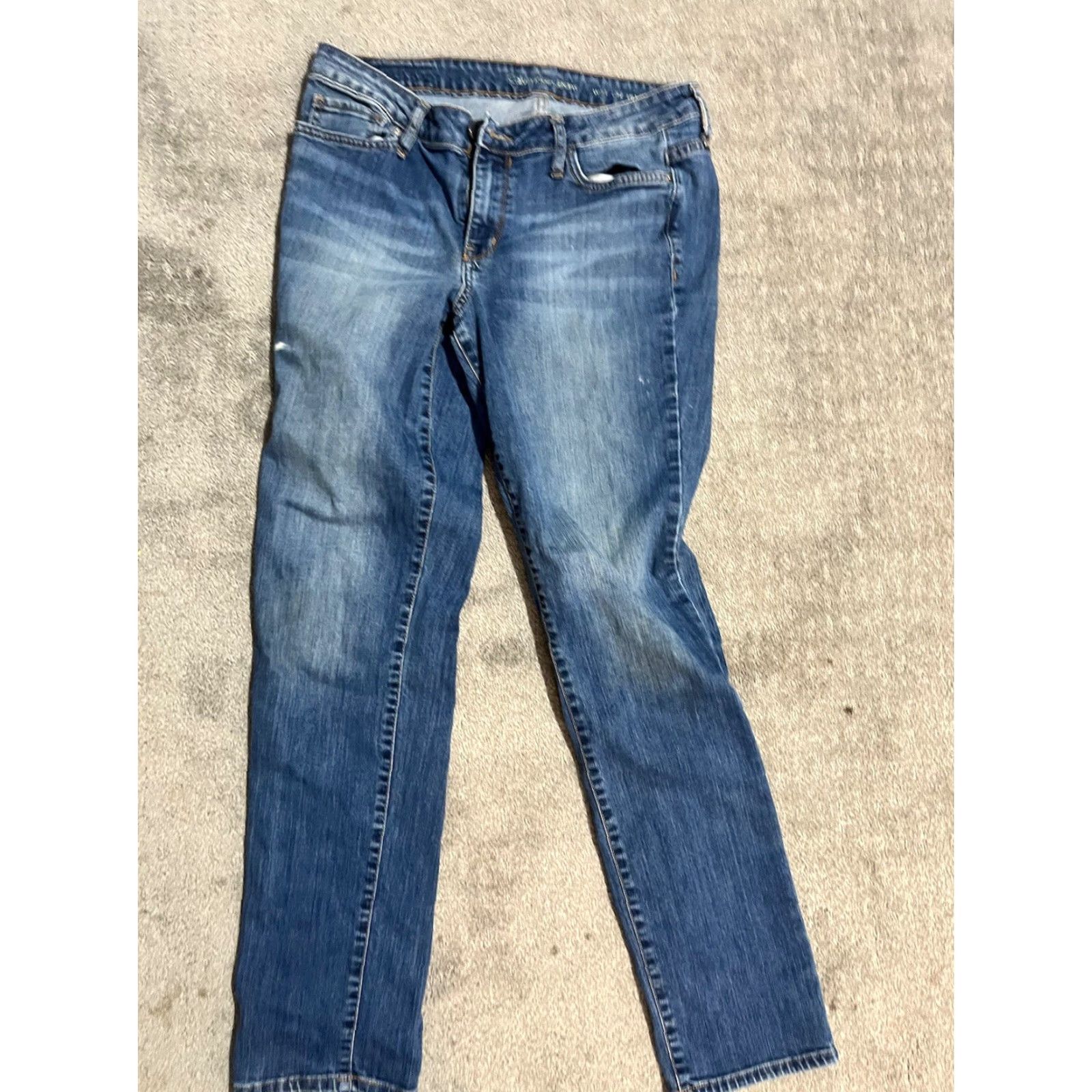 Calvin Klein VINTAGE Calvin Klein Women Jeans Skinny Low Rise Medium Wash Ripped Blue 31x27.5 Size 24" / US 00 / IT 34 - 4 Thumbnail