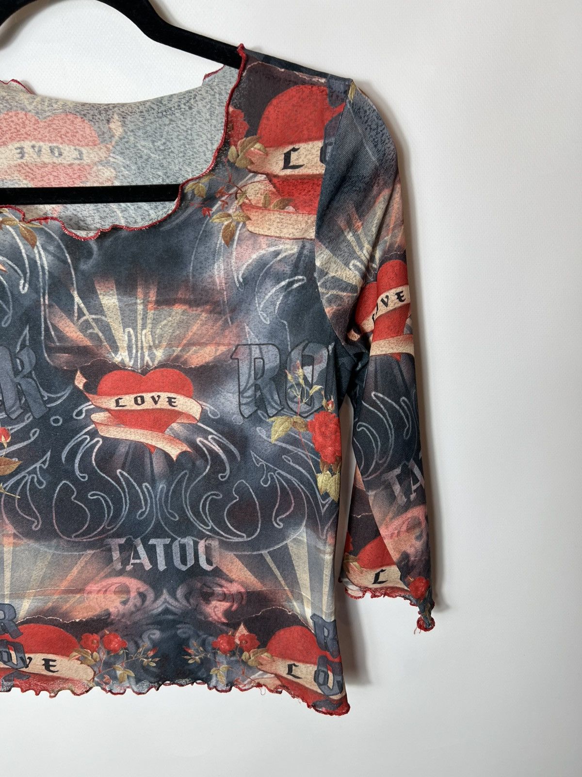 Vintage Vintage streetwear y2k Mesh tattoo long sleeve Top JPG Style Size S / US 4 / IT 40 - 2 Thumbnail