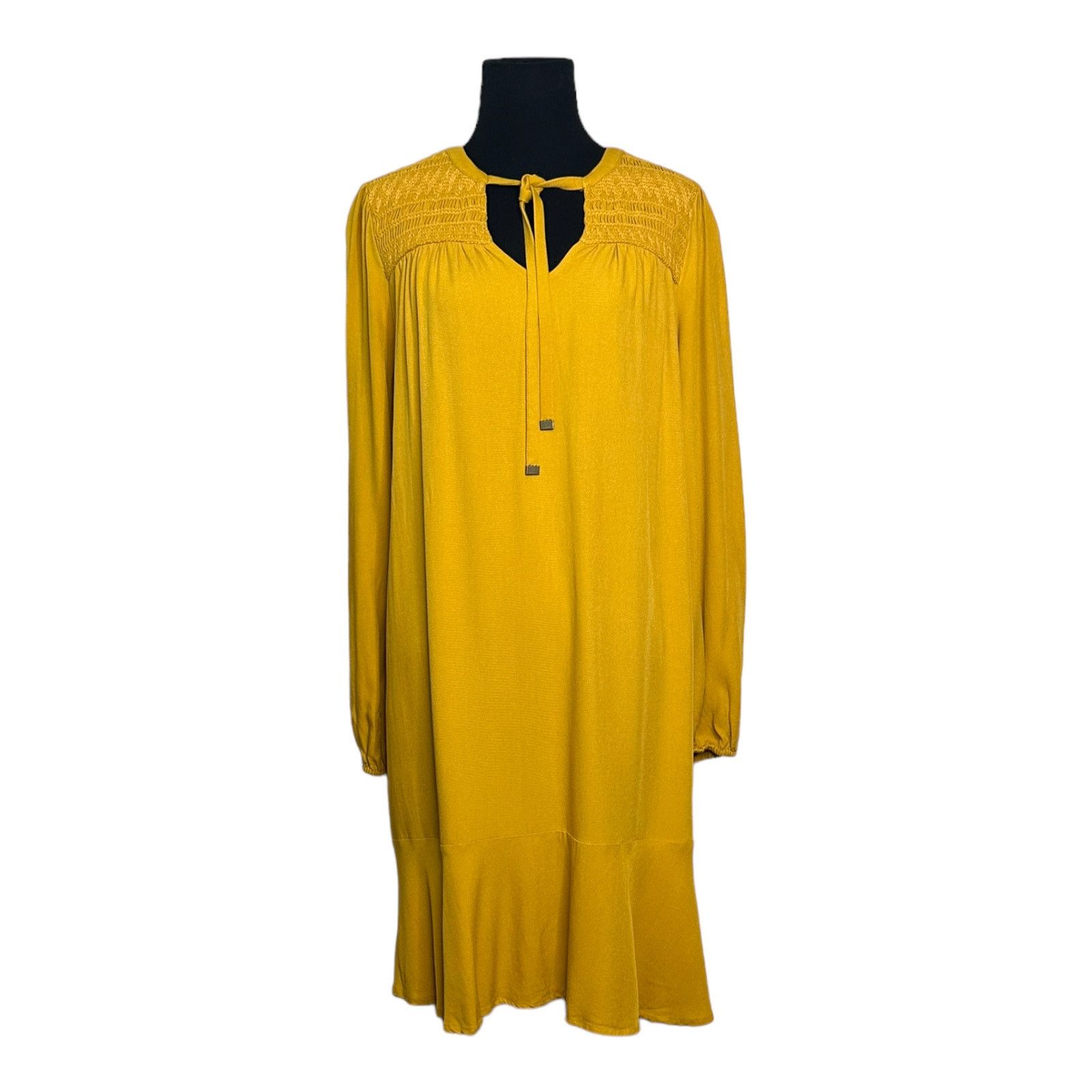 Anthropologie Maeve Yellow Mustard Long Sleeves Tunic Mini Dress size‎ 10 Size L / US 10 / IT 46 - 9 Thumbnail