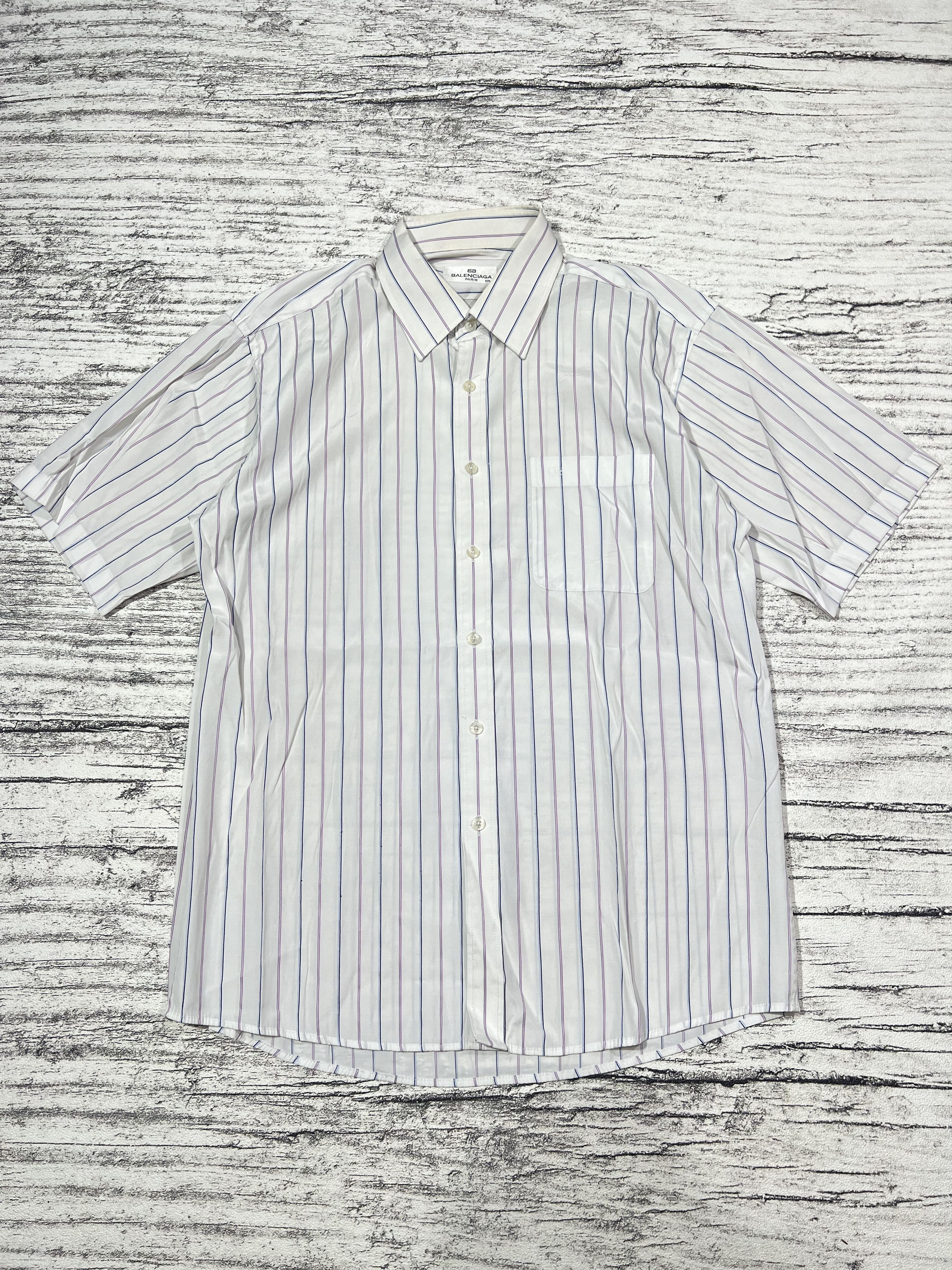 Balenciaga Vintage 90s Balenciaga Stripe Embroidery Button Shirt Size US L / EU 52-54 / 3 - 1 Thumbnail