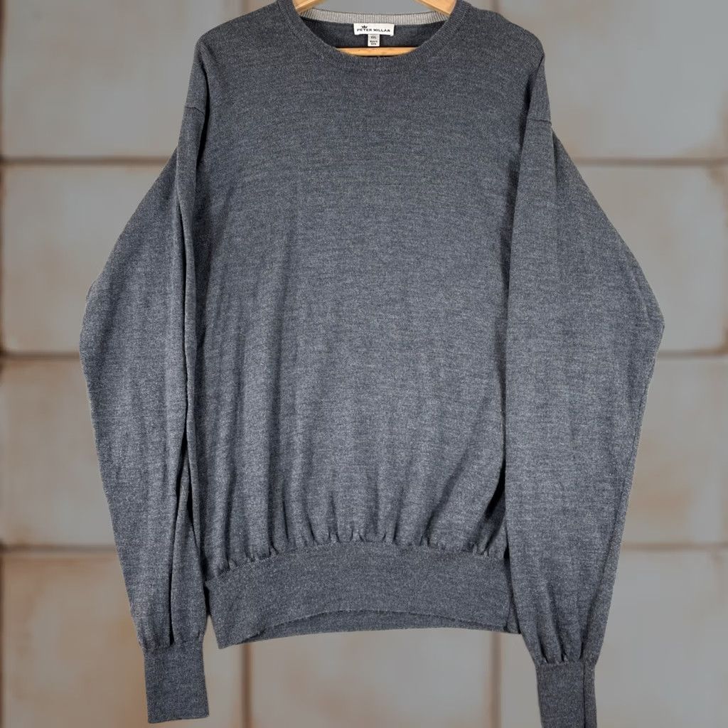 Peter Millar Peter Millar Mens 2XL Gray Merino Wool Silk Blend Crewneck Pullover Sweater Size US XXL / EU 58 / 5 - 1 Thumbnail
