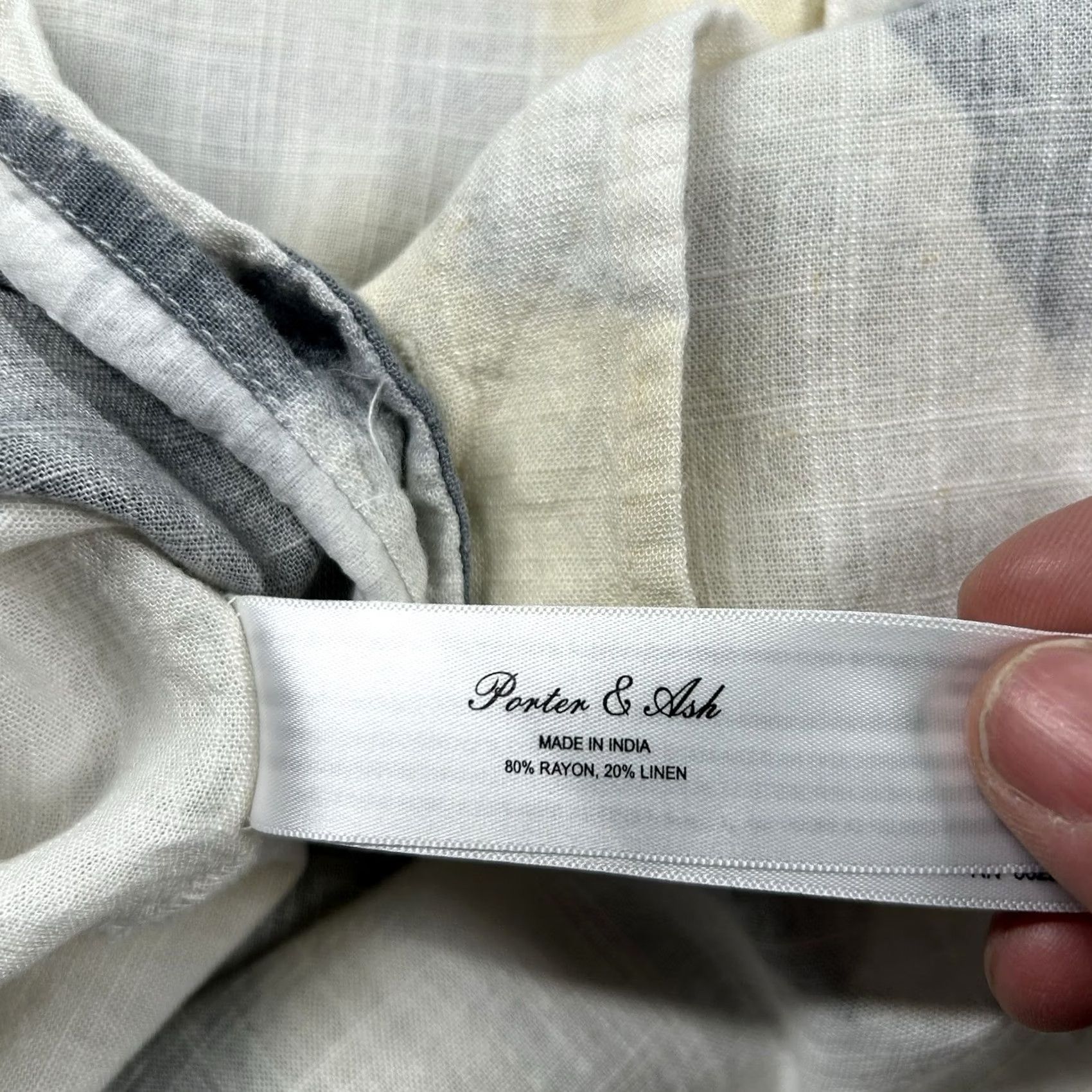 ASH Porter & Ash Shirt Mens L Linen Blend Rayon Geometric Abstract Button Up Beachy Shirt Beach Men's L Ivory Geometric Beach Theme Mens Size US L / EU 52-54 / 3 - 5 Thumbnail