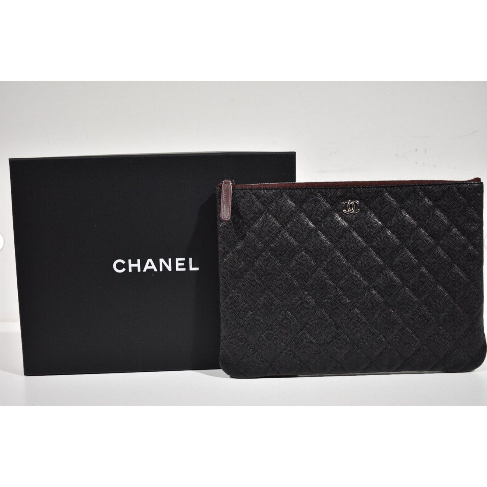 Chanel Classic Quilted CC Zipper Pouch O Case Medium Bag