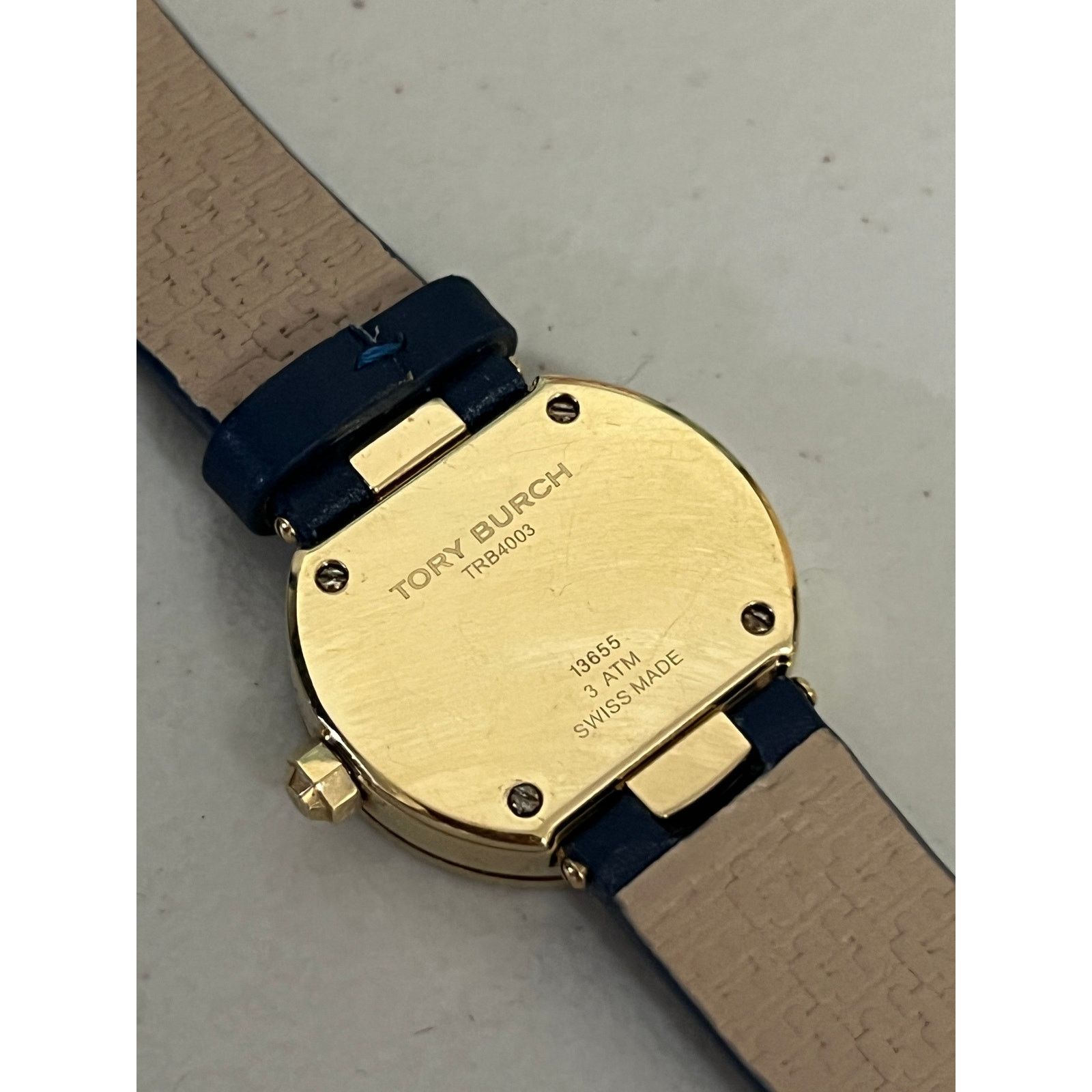 Tory Burch TRB4003 Reva Navy Leather Strap 28mm Swiss Watch display picture 1