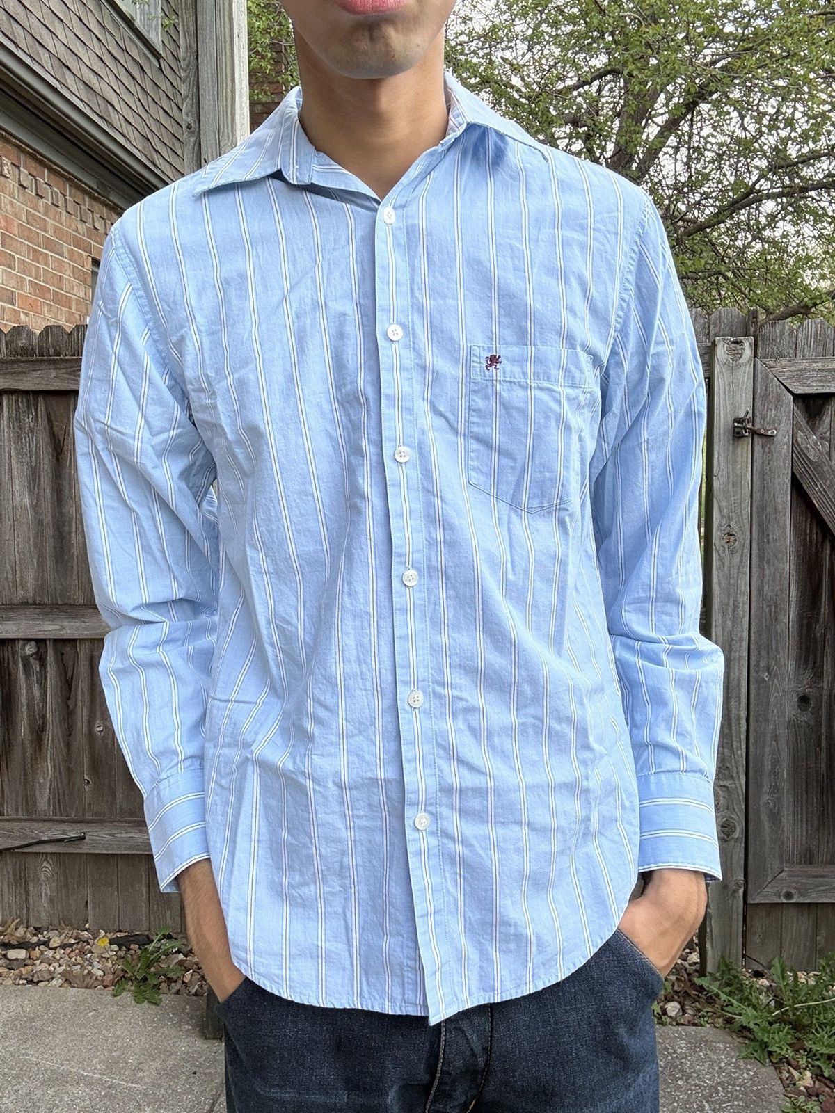 Mossimo 90s Light Blue Poplin Striped Long-Sleeve Cotton Shirt Size US S / EU 44-46 / 1 - 1 Thumbnail