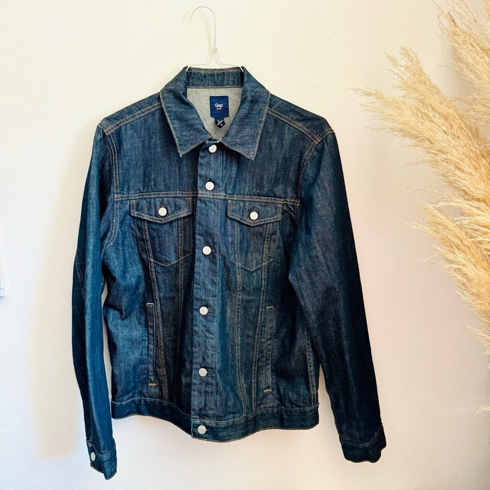 Gap GAP Oversized Navy Blue Silver Button $110 Denim Jean Jacket Size L / US 10 / IT 46 - 2 Thumbnail