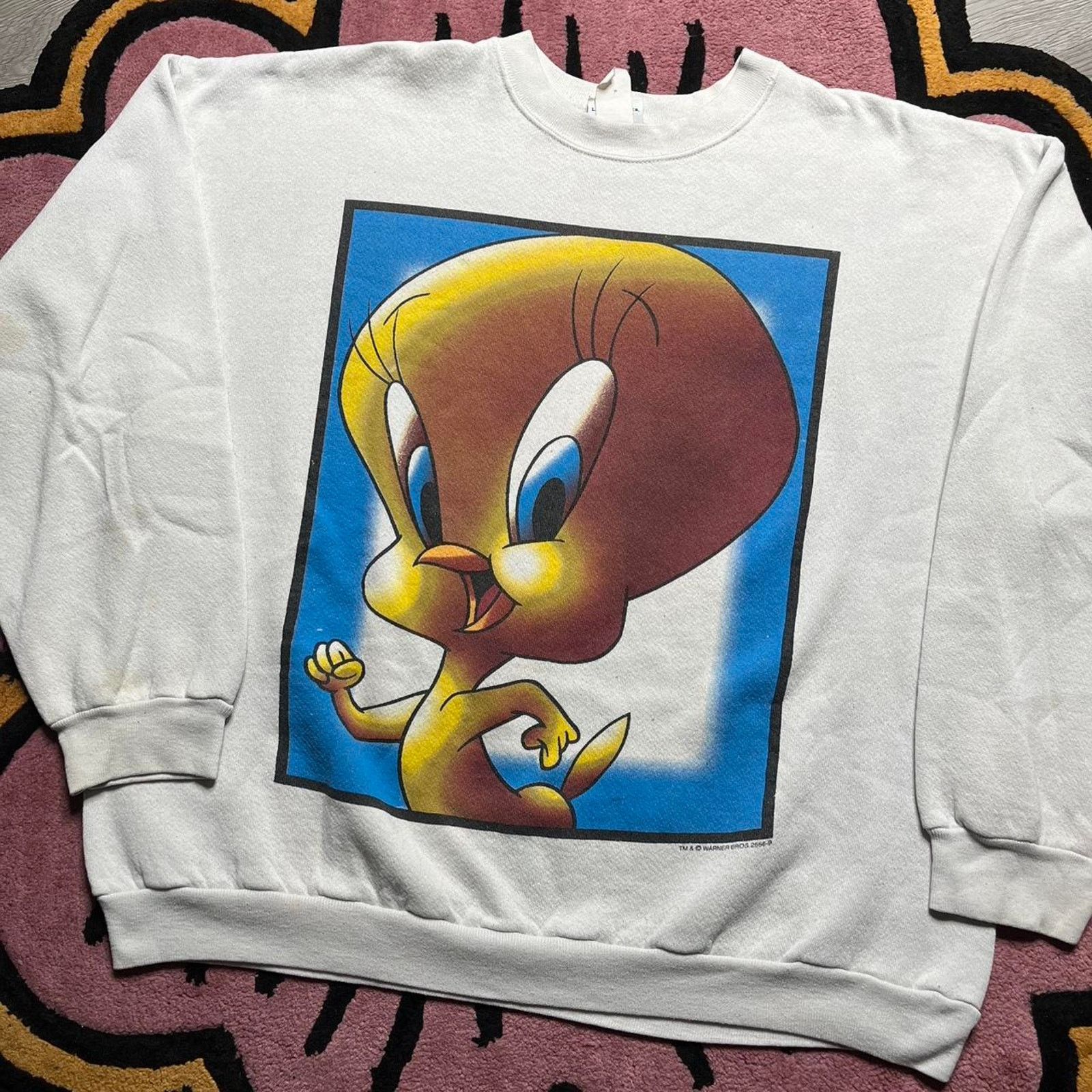 Vintage × Warner Bros Vintage 90’s Looney Tunes Tweety Bird Graphic Sweatshirt Size US XL / EU 56 / 4 - 2 Thumbnail