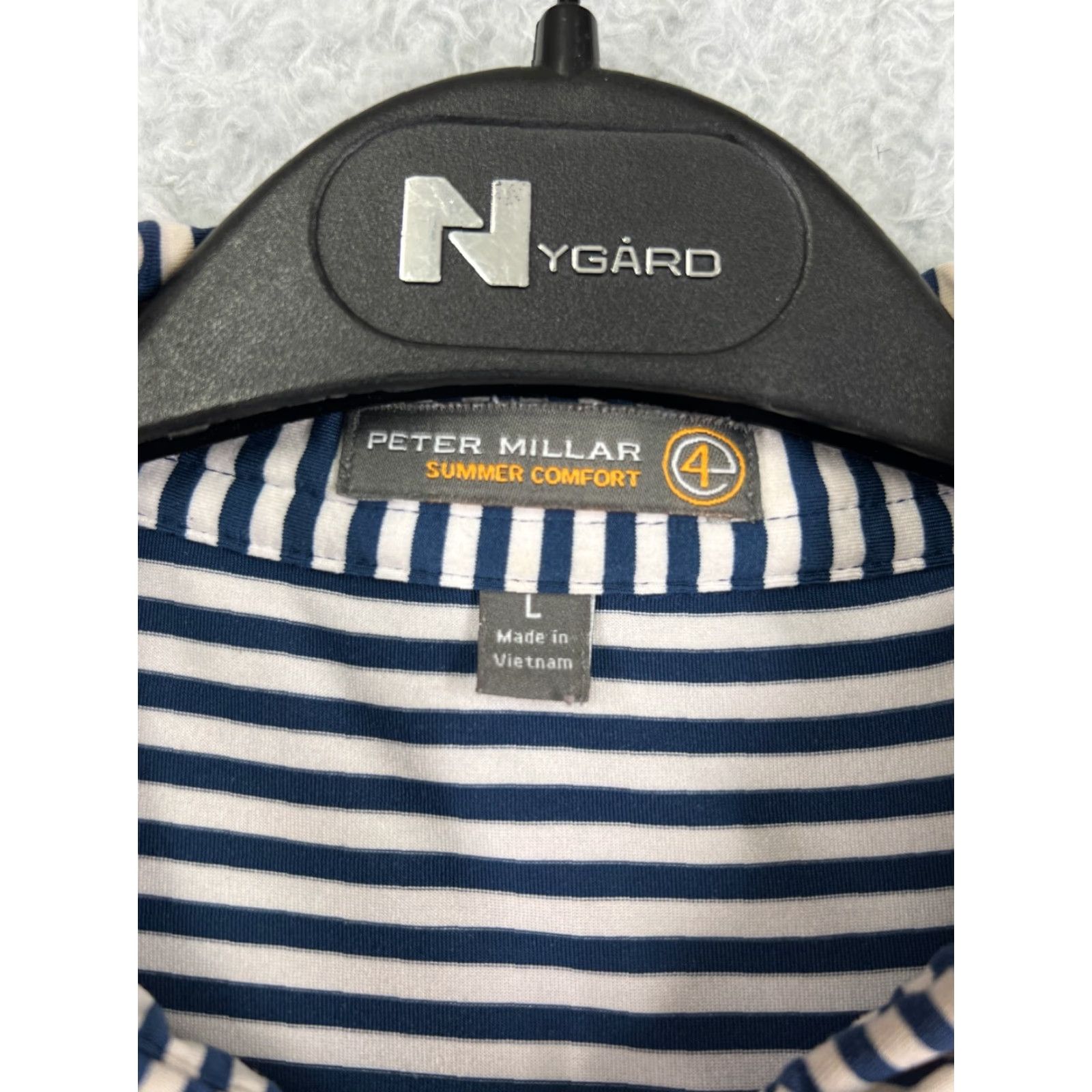 Peter Millar Peter Millar Polo Shirt Mens Large Blue White Stripe Summer Comfort Polyester Size US L / EU 52-54 / 3 - 3 Thumbnail