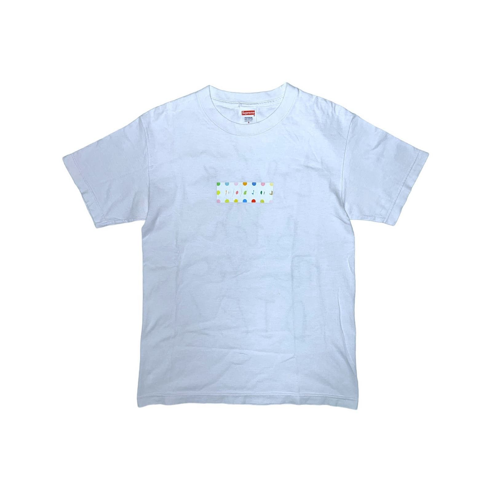 image of Supreme 2009 Damien Hirst Polka Dot Box Logo Tee in White, Men's (Size Small)