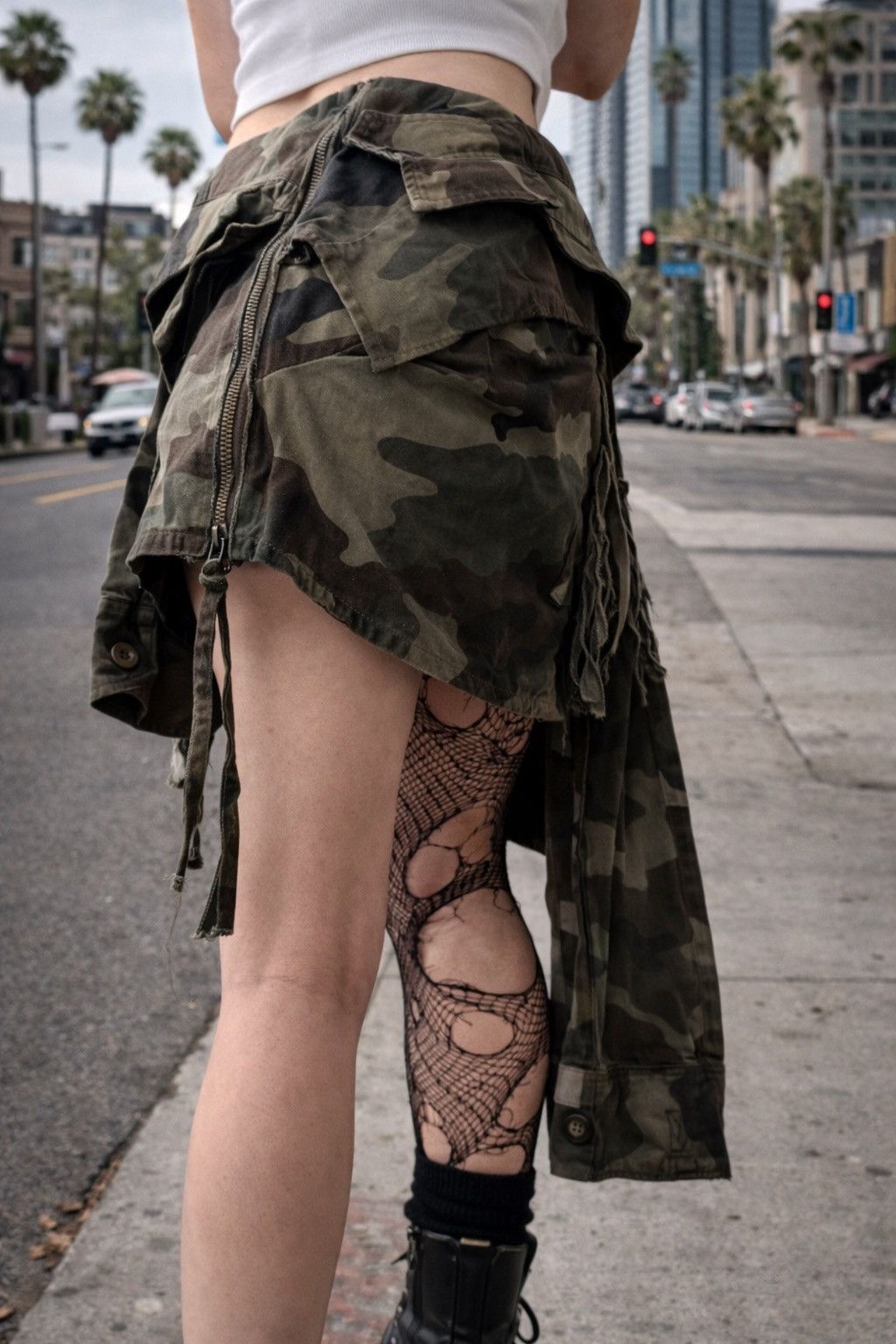 Faith Connexion Faith Connexion Camo Deconstructed Wrap Skirt XS Military Size 28" / US 6 / IT 42 - 4 Thumbnail