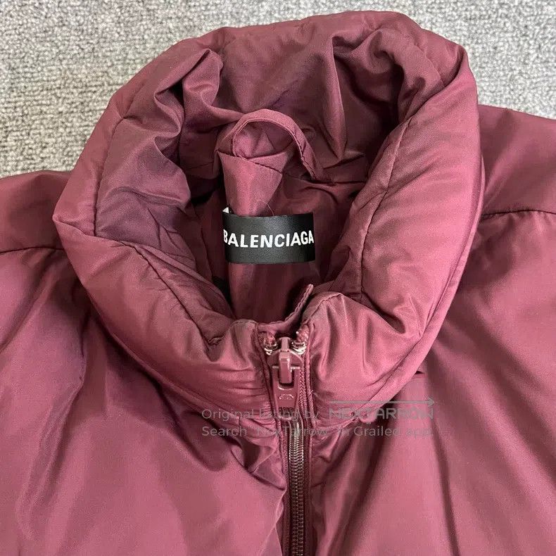Balenciaga Balenciaga Burgundy Small Logo Puff Quilted Jacket Size US L / EU 52-54 / 3 - 3 Thumbnail